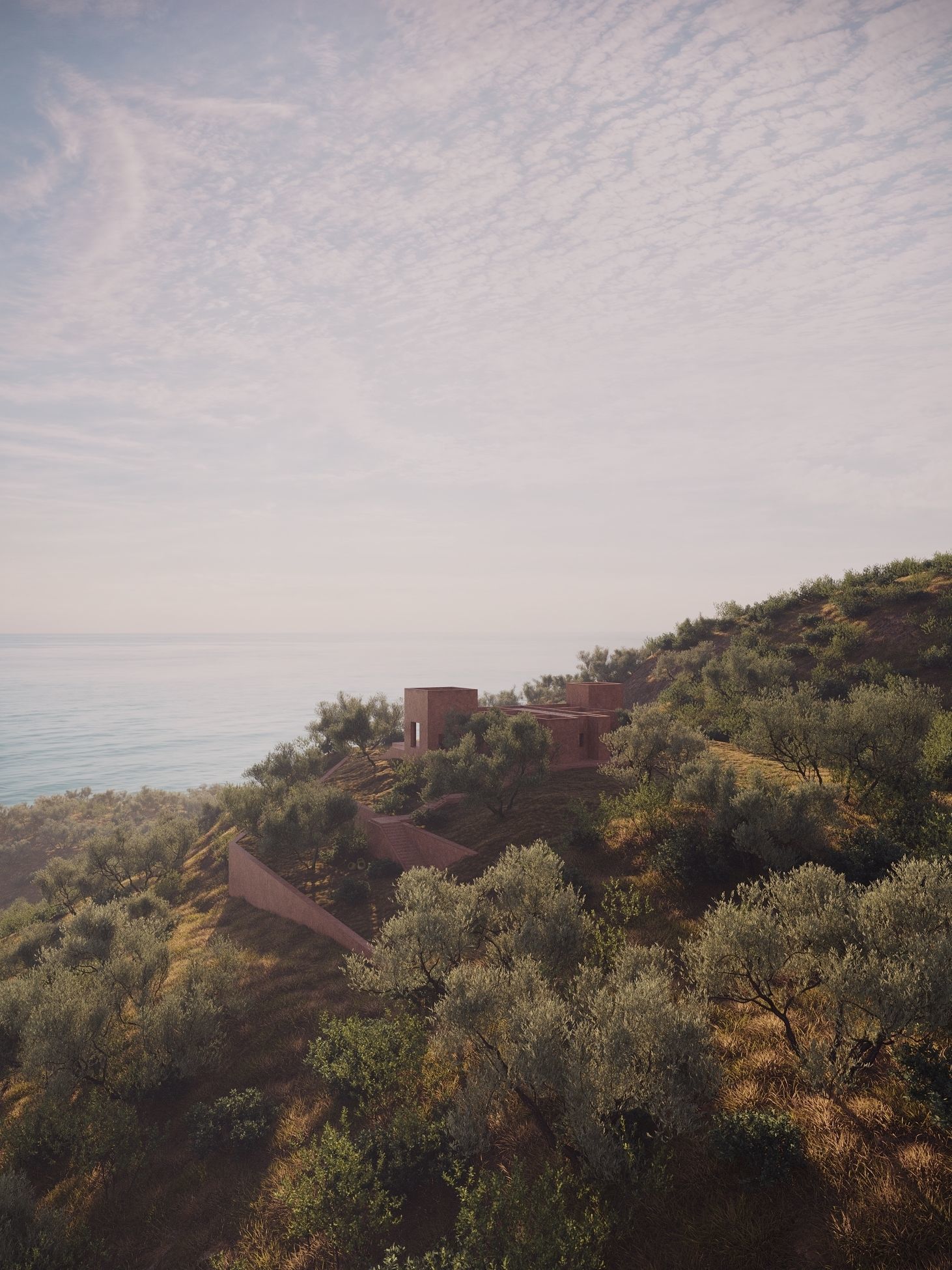 Mediterranean Villa exterior scene 3D model_8