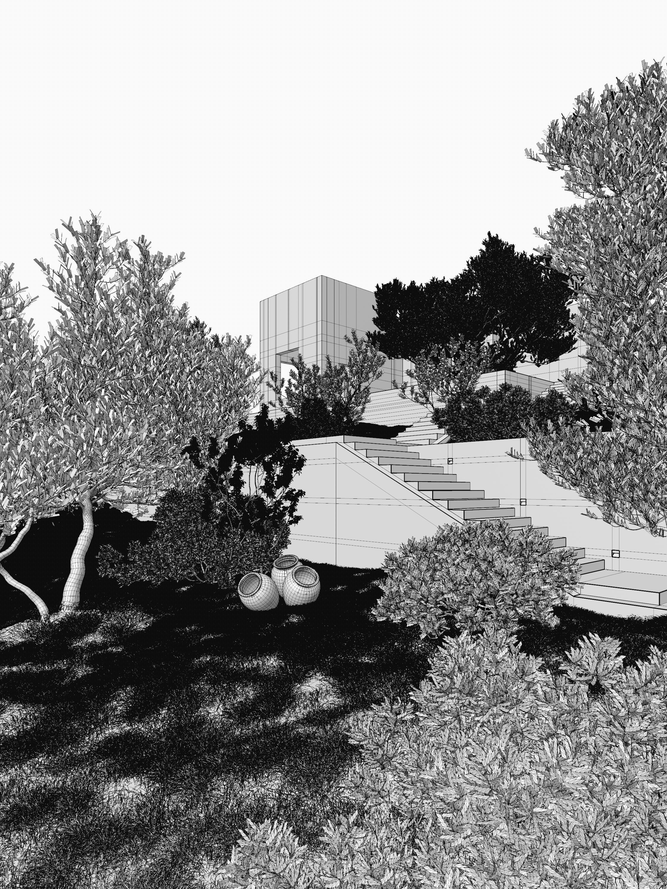 Mediterranean Villa exterior scene 3D model_14