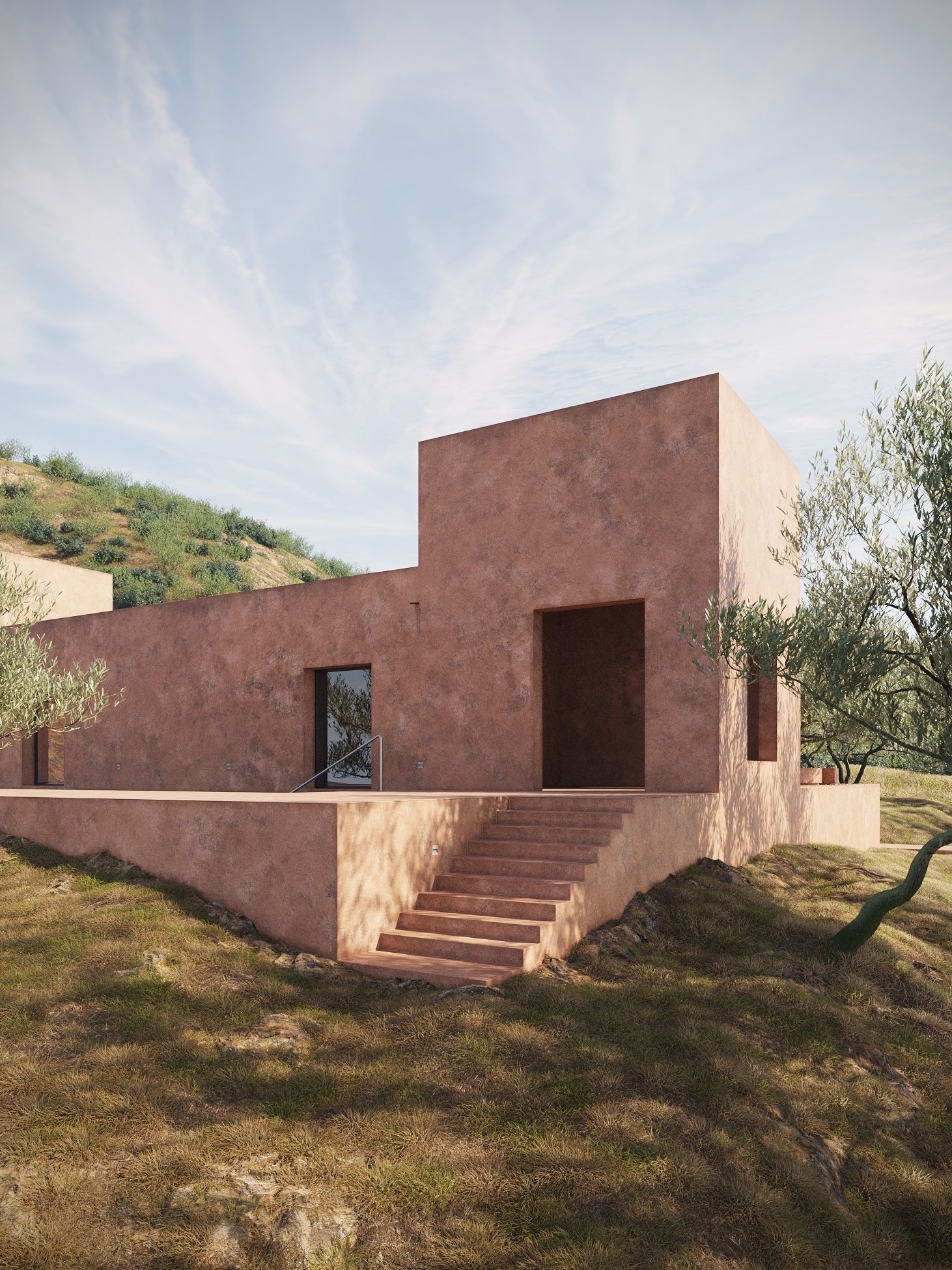 Mediterranean Villa exterior scene 3D model_3