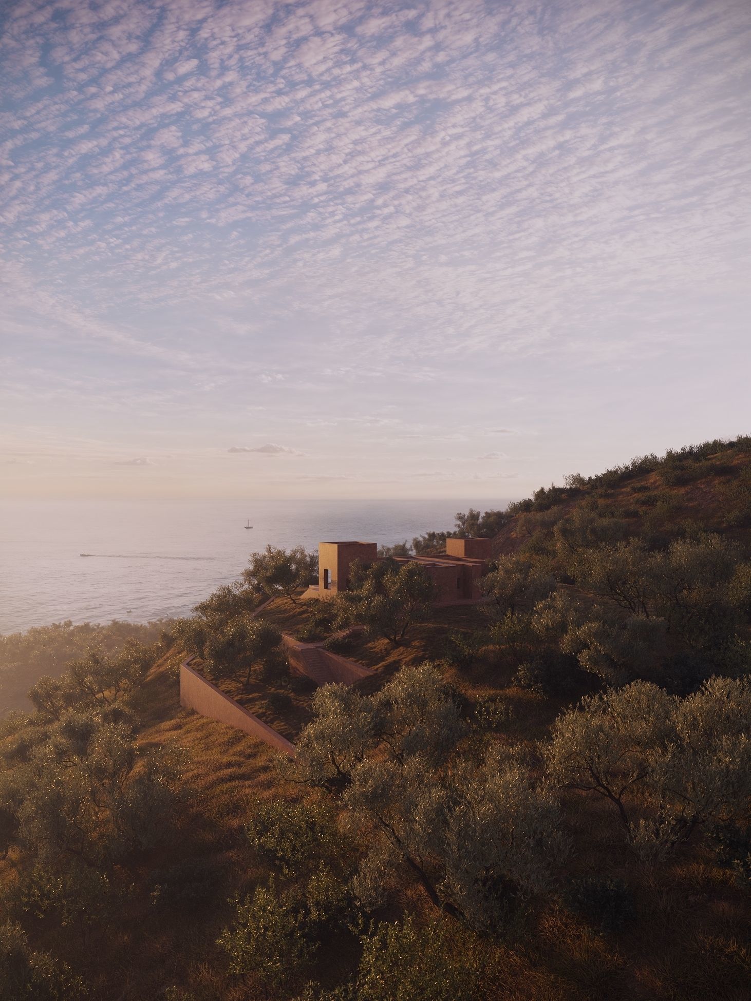 Mediterranean Villa exterior scene 3D model_7