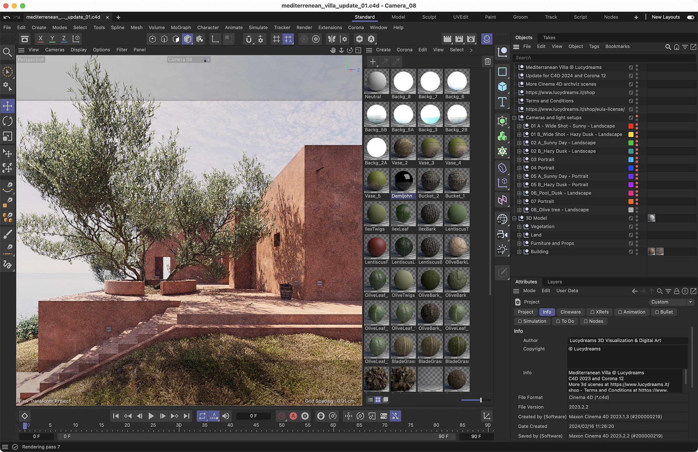 Mediterranean Villa exterior scene 3D model_15