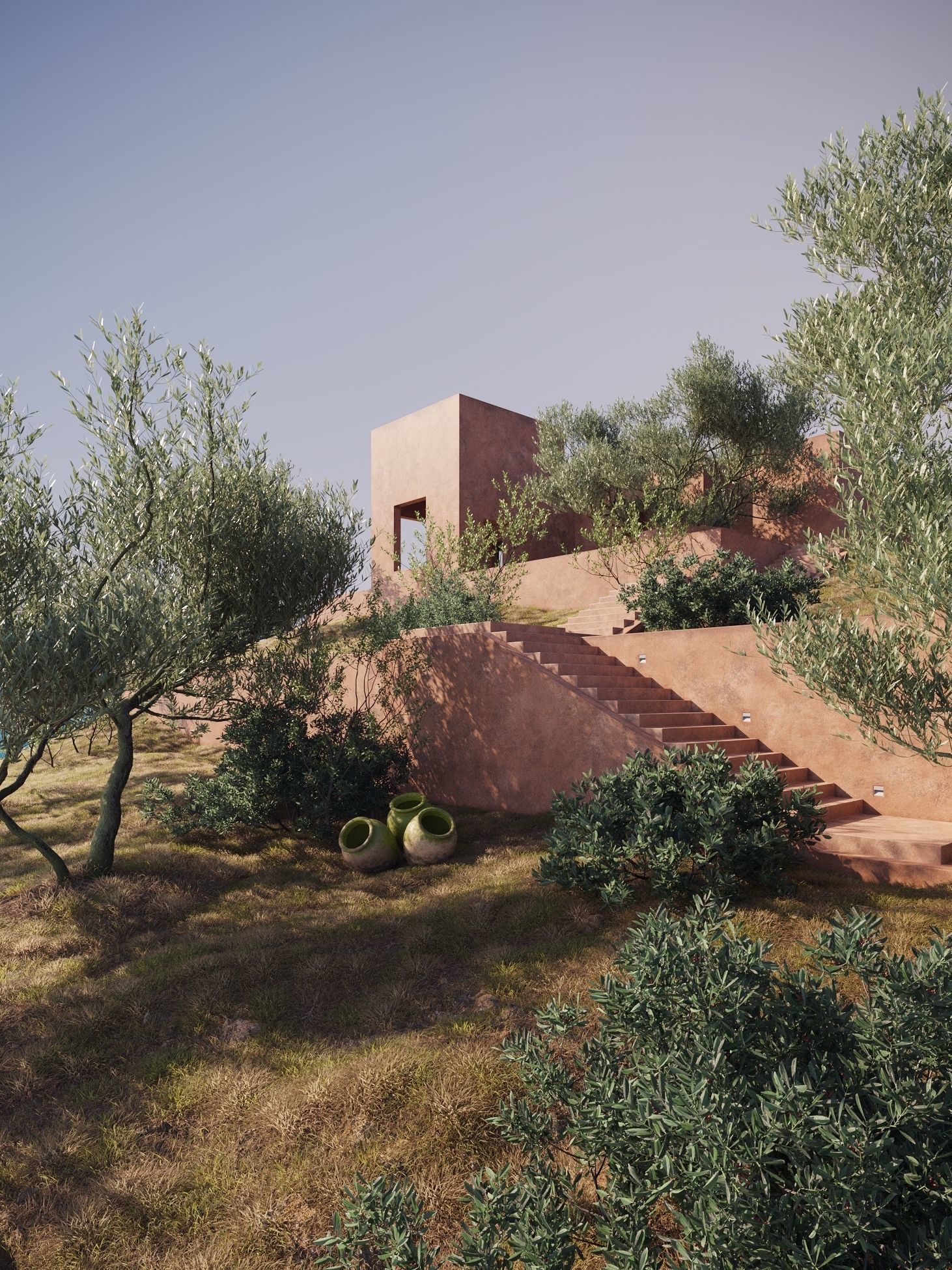 Mediterranean Villa exterior scene 3D model_1