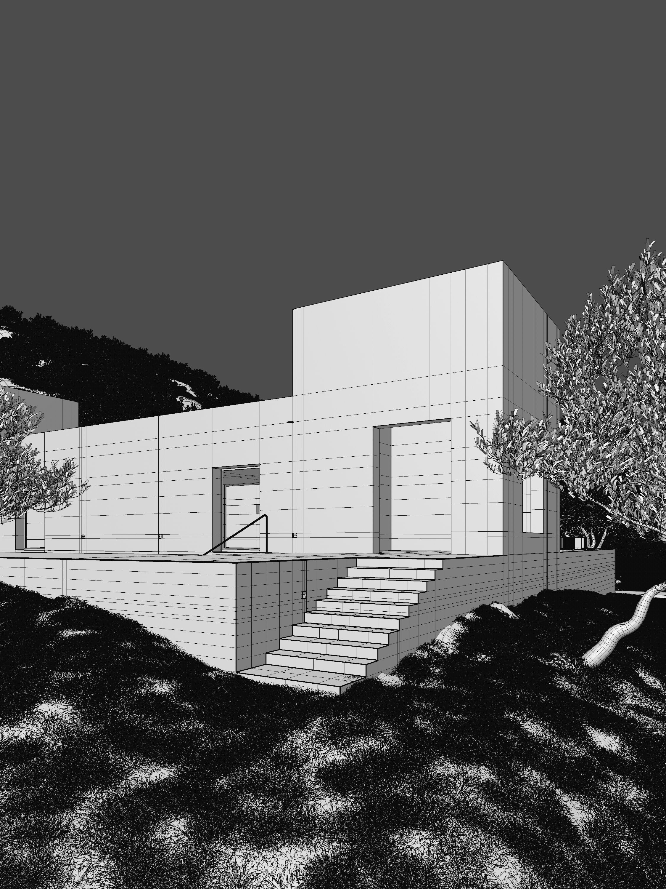 Mediterranean Villa exterior scene 3D model_13