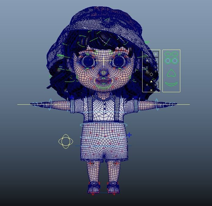 Chibi Cartoon Girl Low-poly 3D model_19