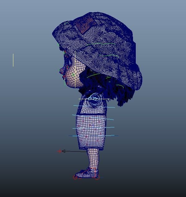 Chibi Cartoon Girl Low-poly 3D model_20