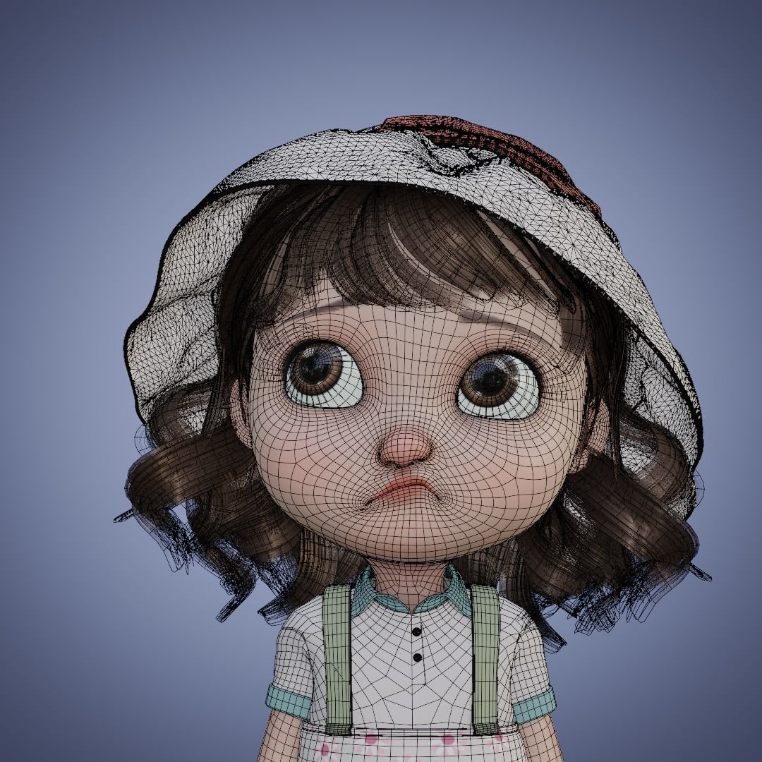 Chibi Cartoon Girl Low-poly 3D model_18