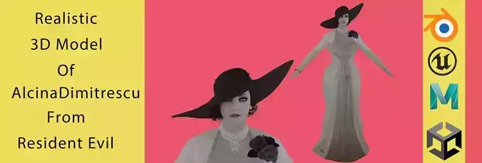 Lady Alcina Dimitrescu Low-poly 3D model