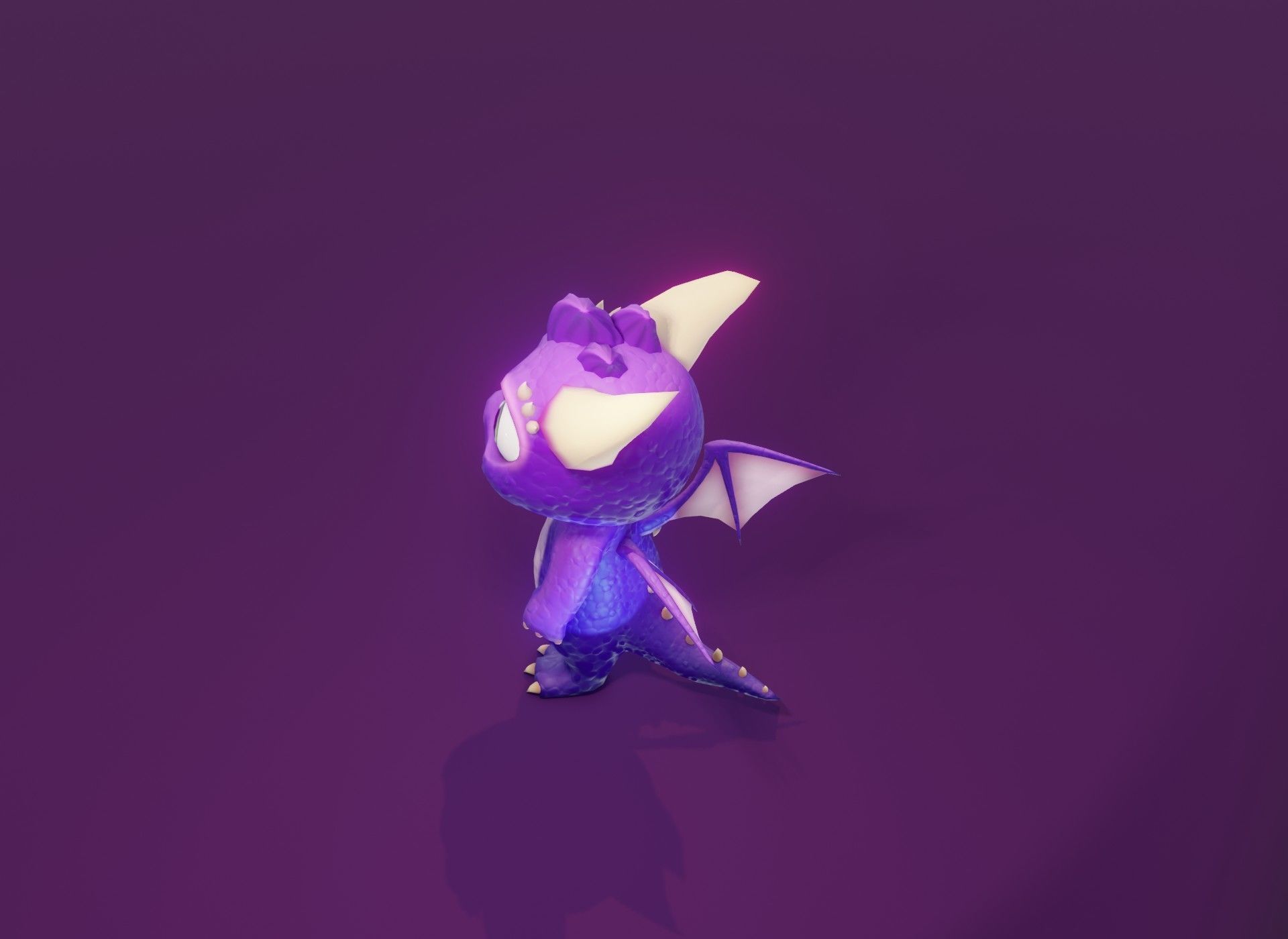Purple Cartoon Baby Dragon 3d Model Low-poly 3D model_20