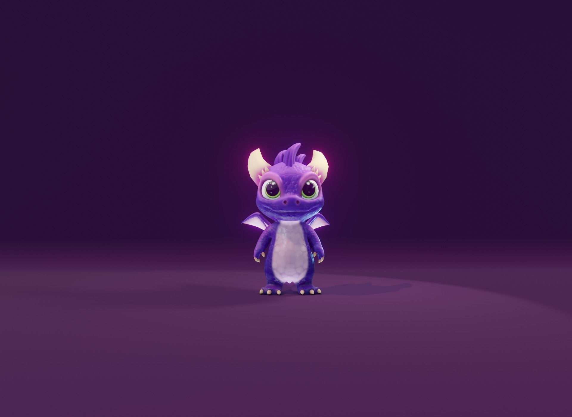 Purple Cartoon Baby Dragon 3d Model Low-poly 3D model_15