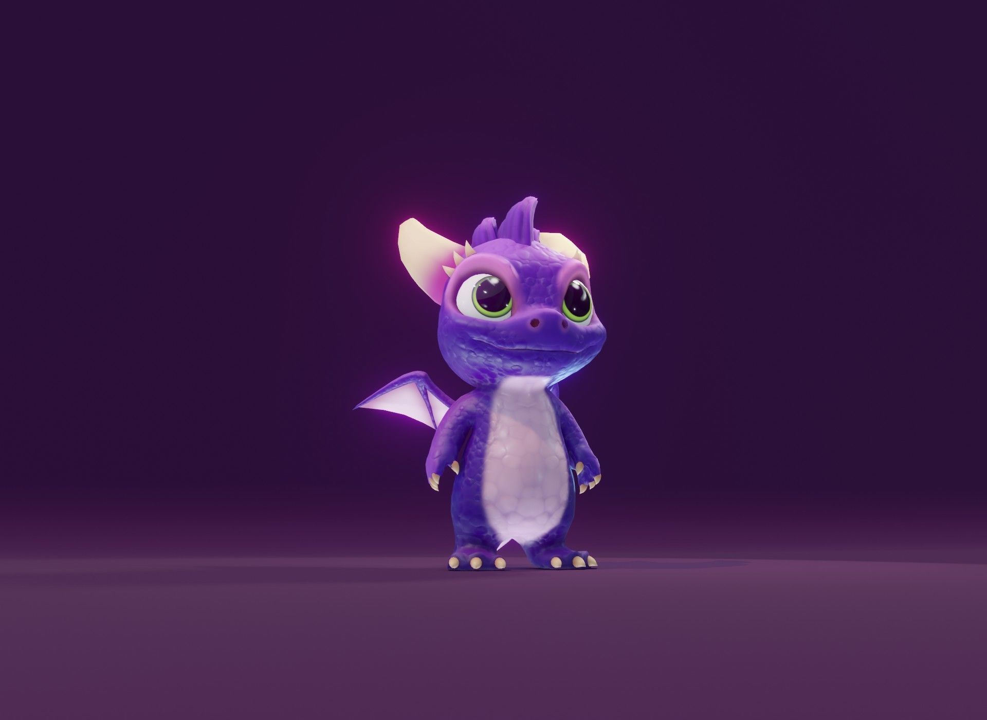 Purple Cartoon Baby Dragon 3d Model Low-poly 3D model_18