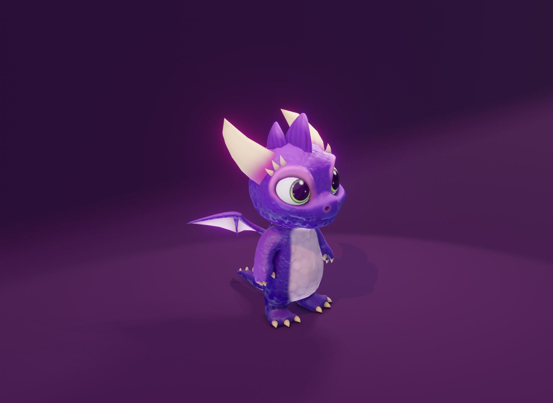 Purple Cartoon Baby Dragon 3d Model Low-poly 3D model_21