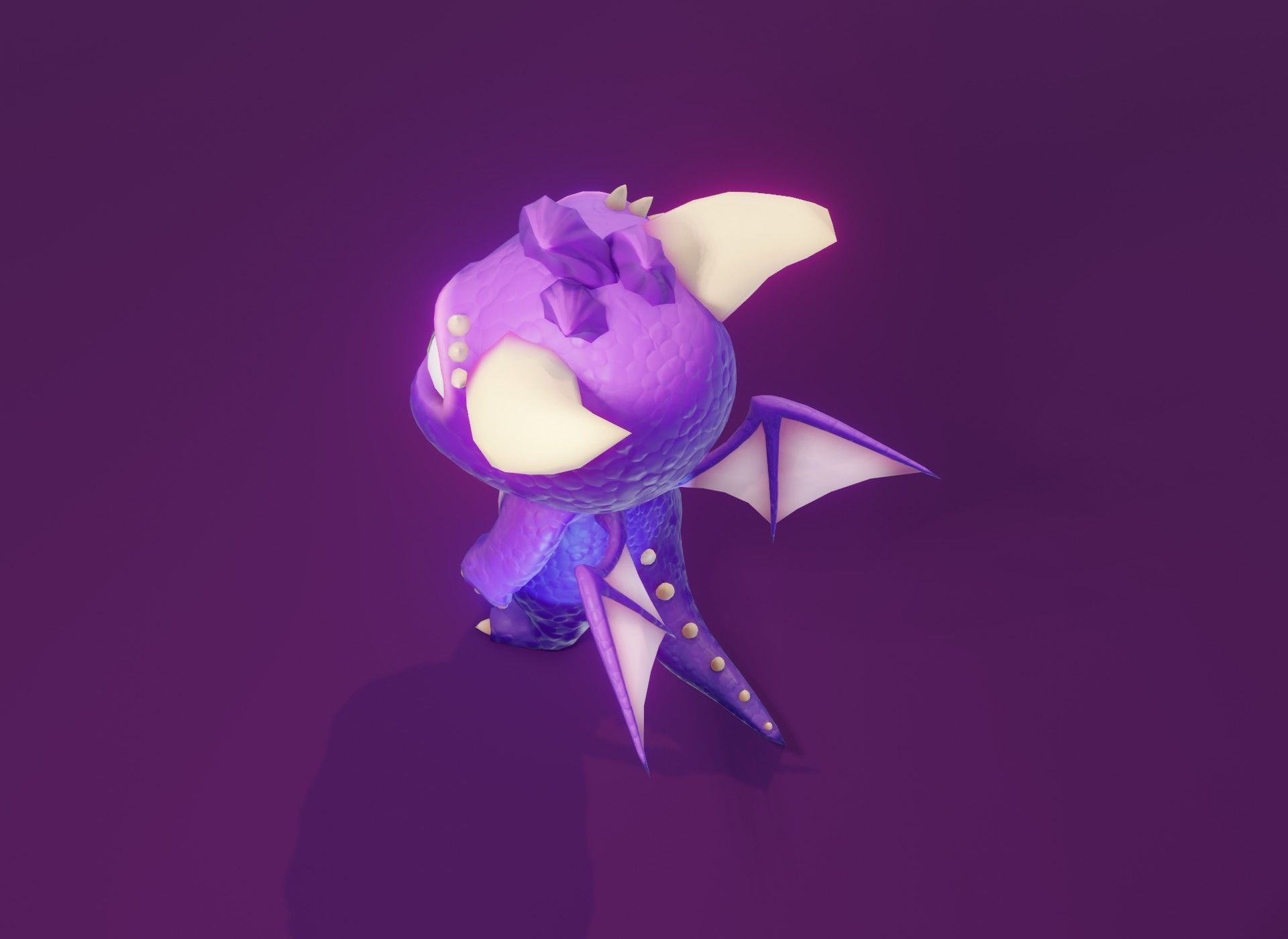 Purple Cartoon Baby Dragon 3d Model Low-poly 3D model_13