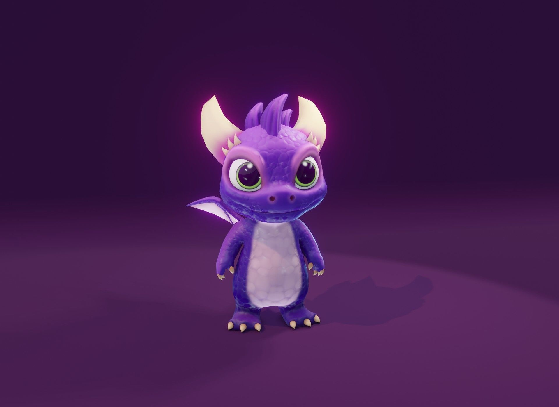 Purple Cartoon Baby Dragon 3d Model Low-poly 3D model_6
