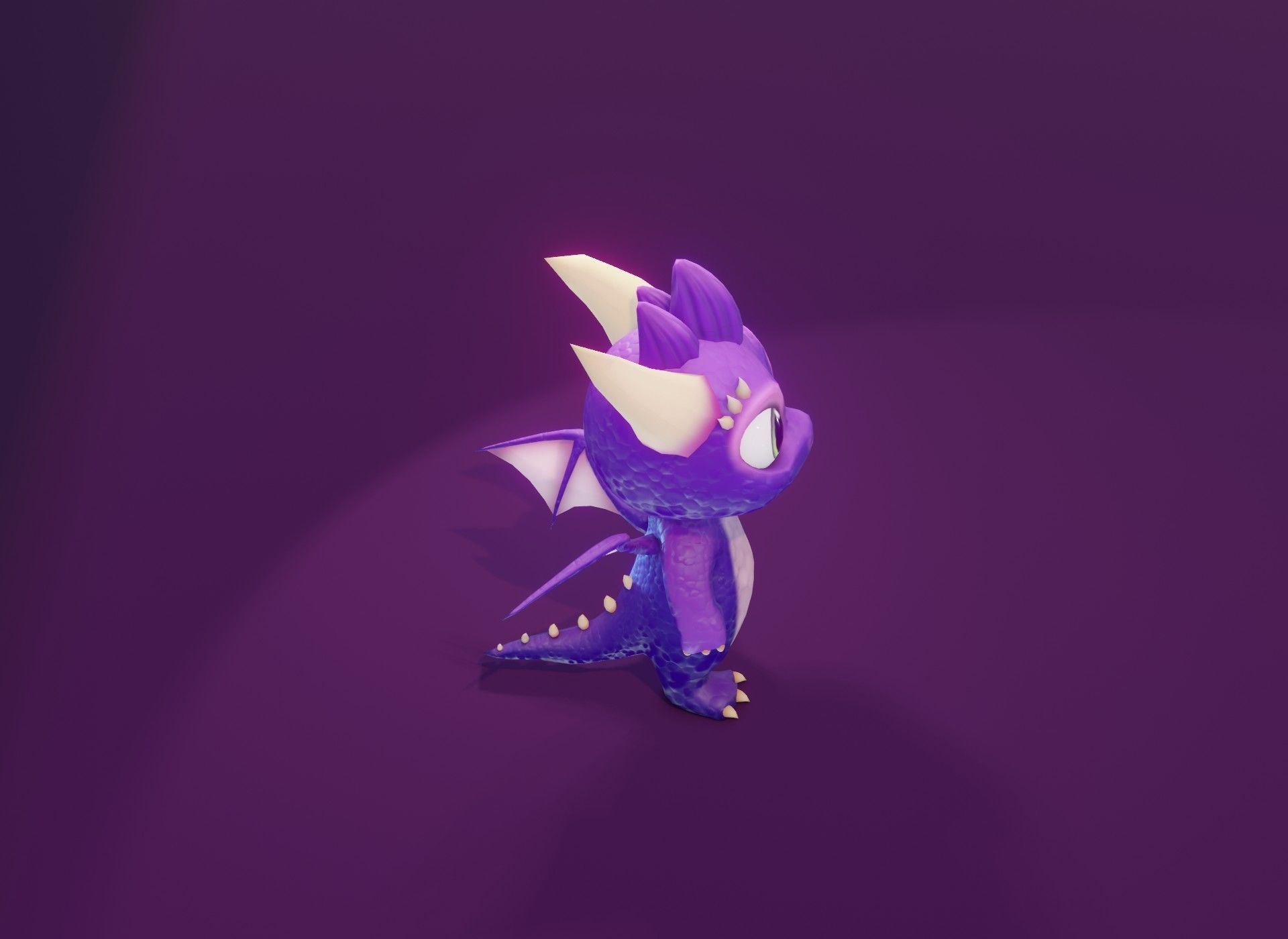 Purple Cartoon Baby Dragon 3d Model Low-poly 3D model_17