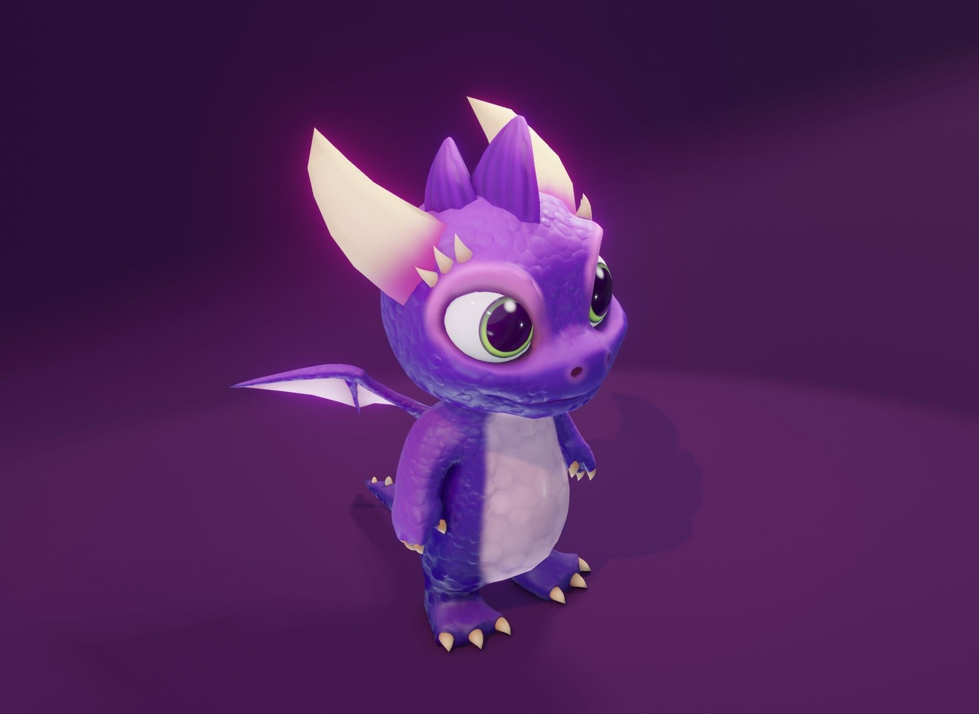 Purple Cartoon Baby Dragon 3d Model Low-poly 3D model_10