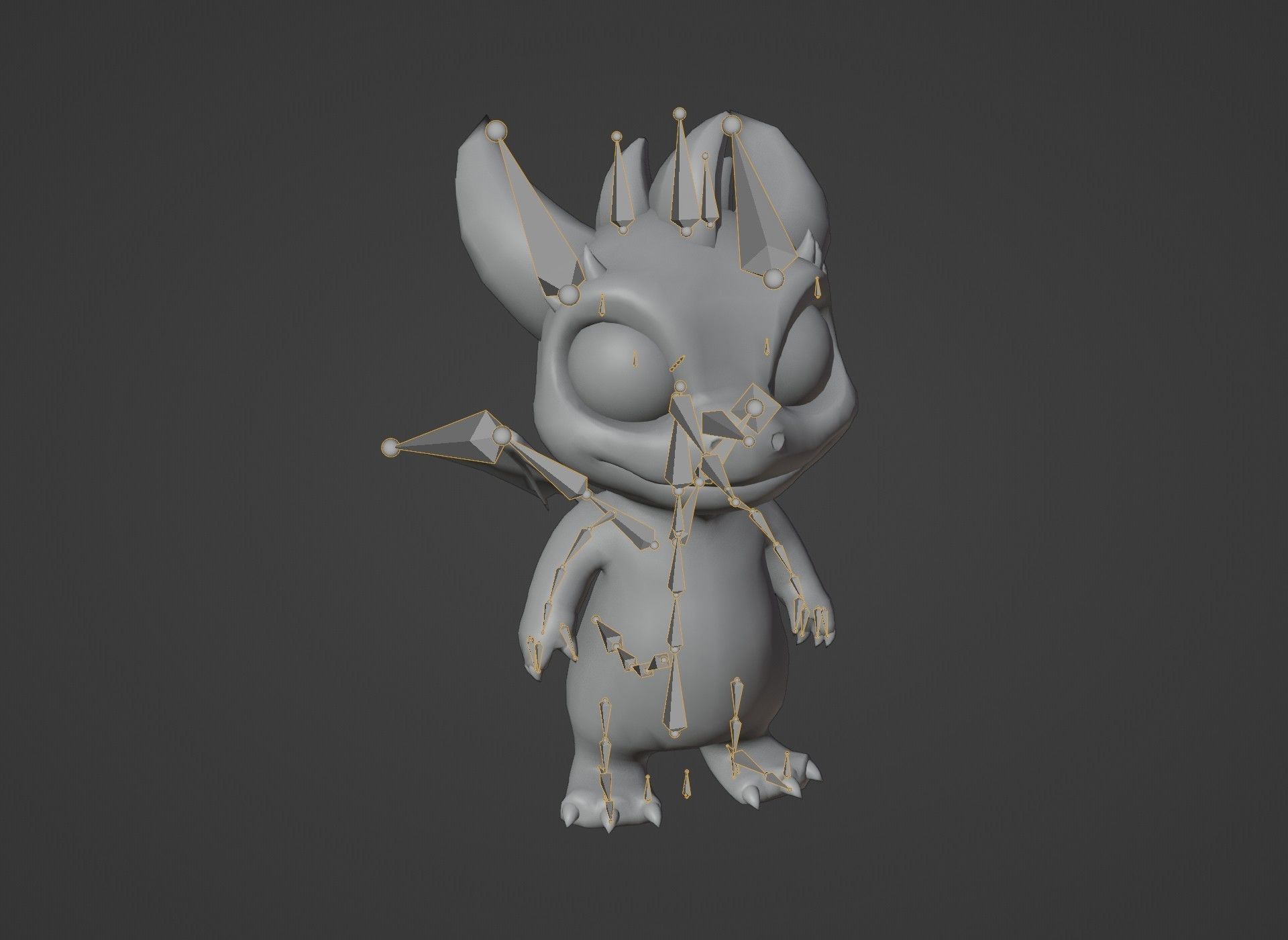 Purple Cartoon Baby Dragon 3d Model Low-poly 3D model_24