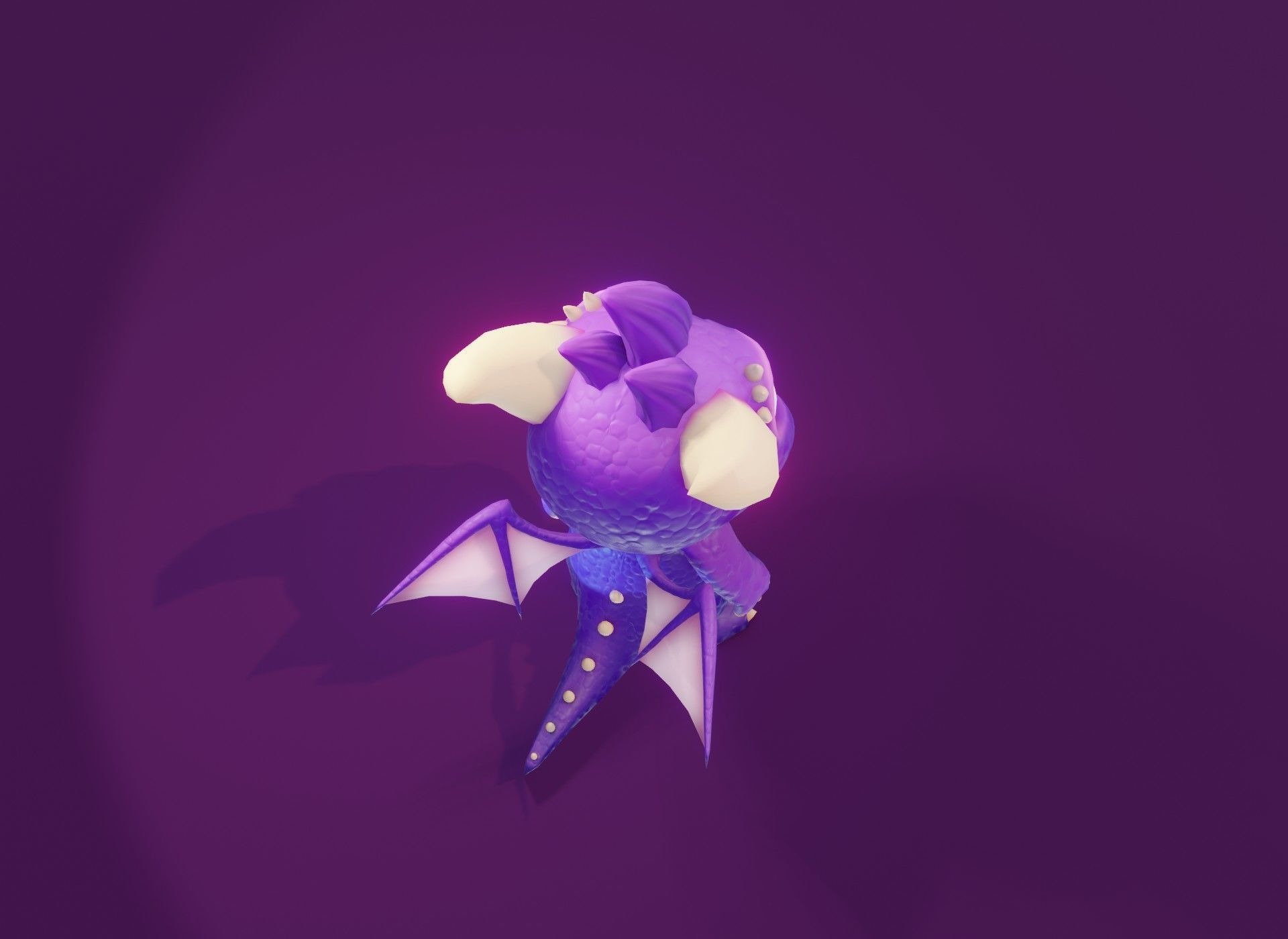 Purple Cartoon Baby Dragon 3d Model Low-poly 3D model_12