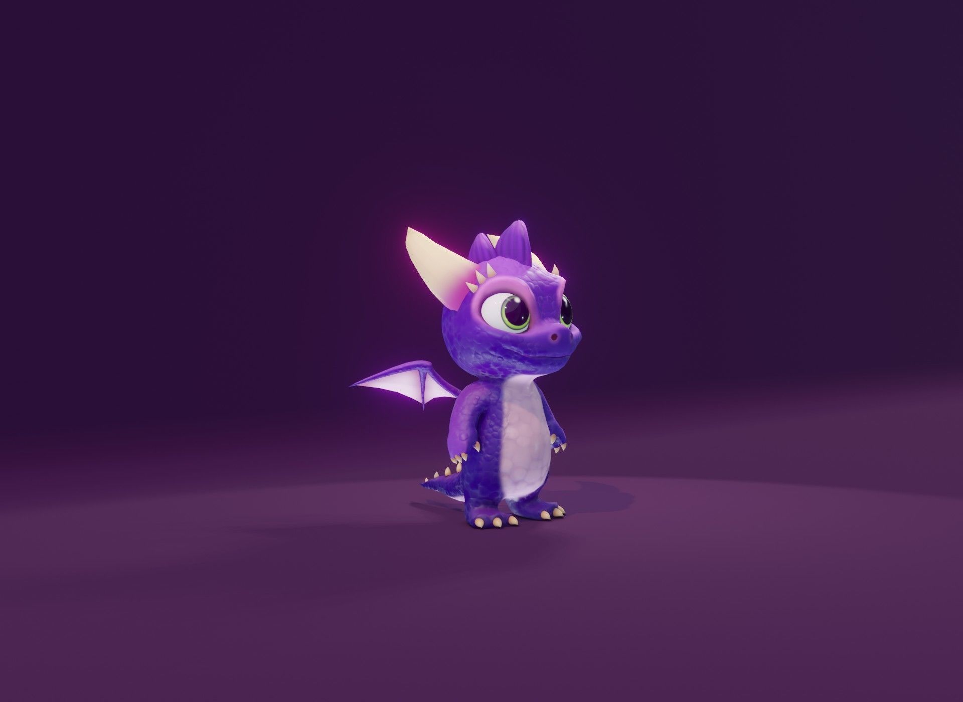 Purple Cartoon Baby Dragon 3d Model Low-poly 3D model_16