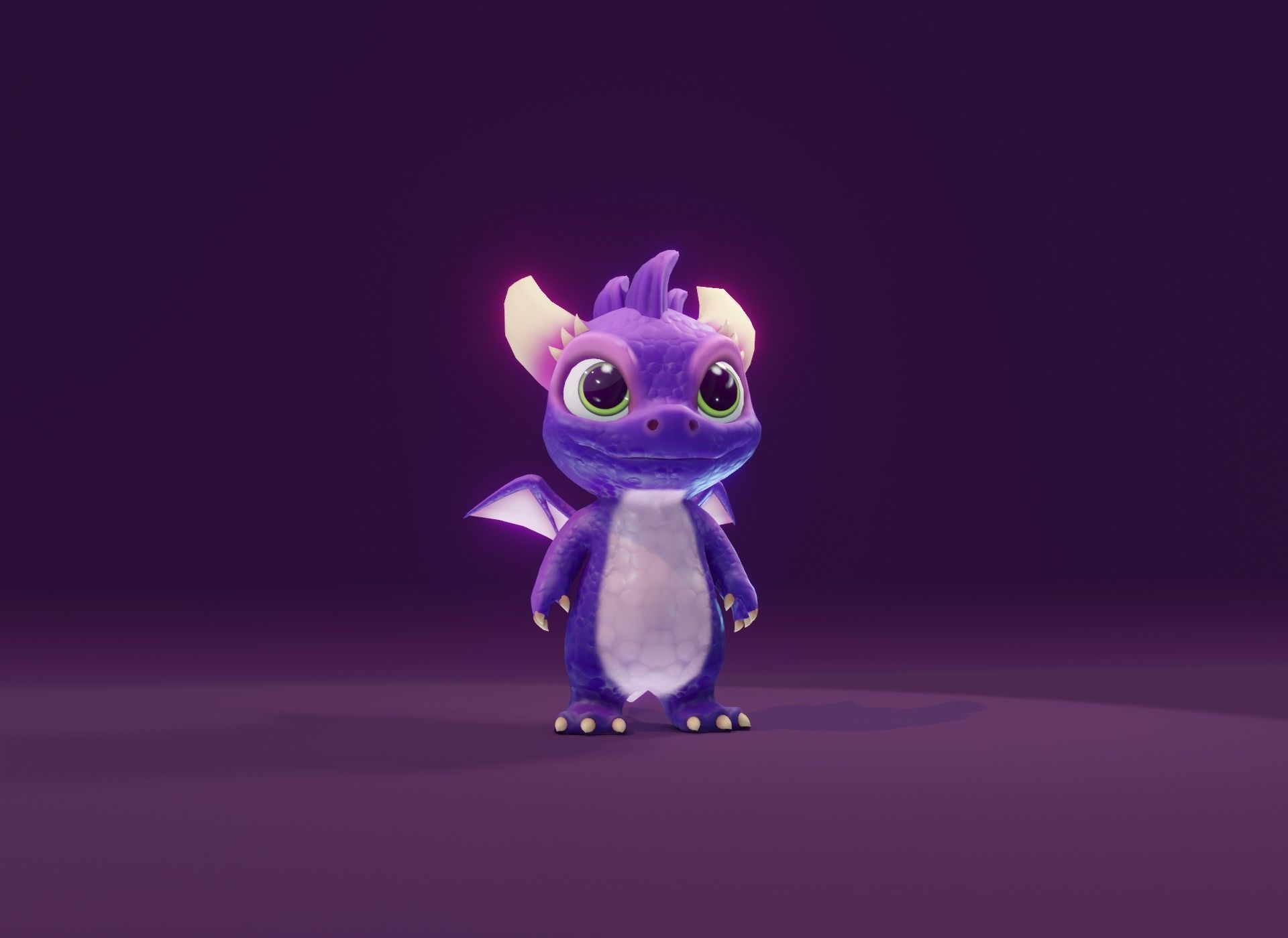 Purple Cartoon Baby Dragon 3d Model Low-poly 3D model_11