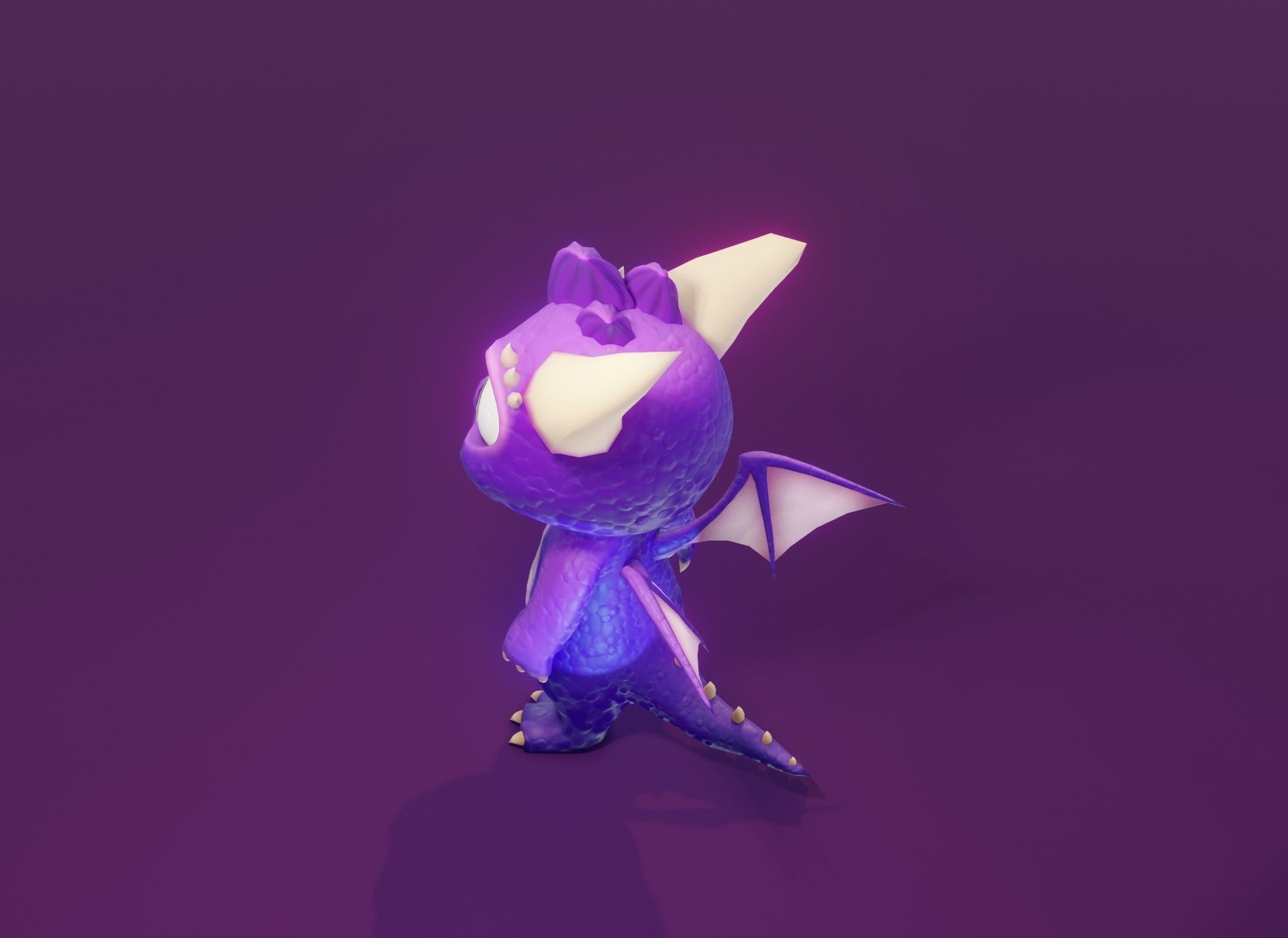 Purple Cartoon Baby Dragon 3d Model Low-poly 3D model_8