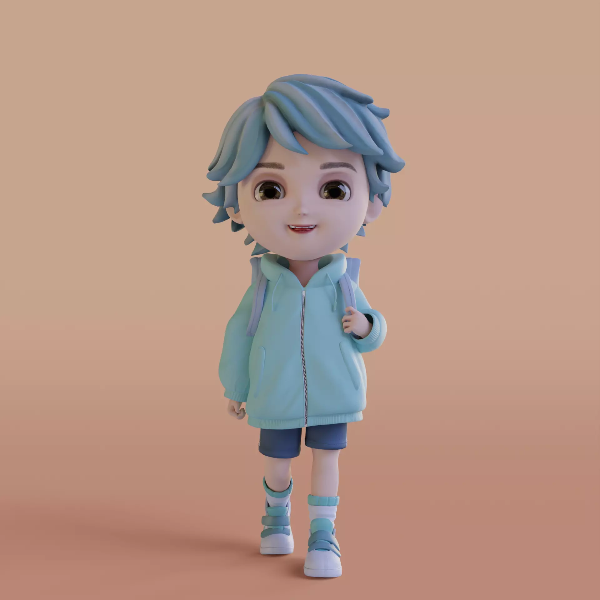 Boy Cartoon Low-poly 3D model_0