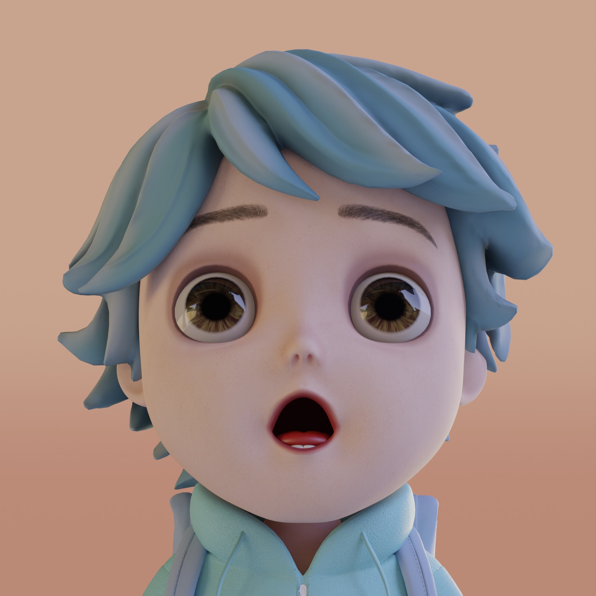 Boy Cartoon Low-poly 3D model_3