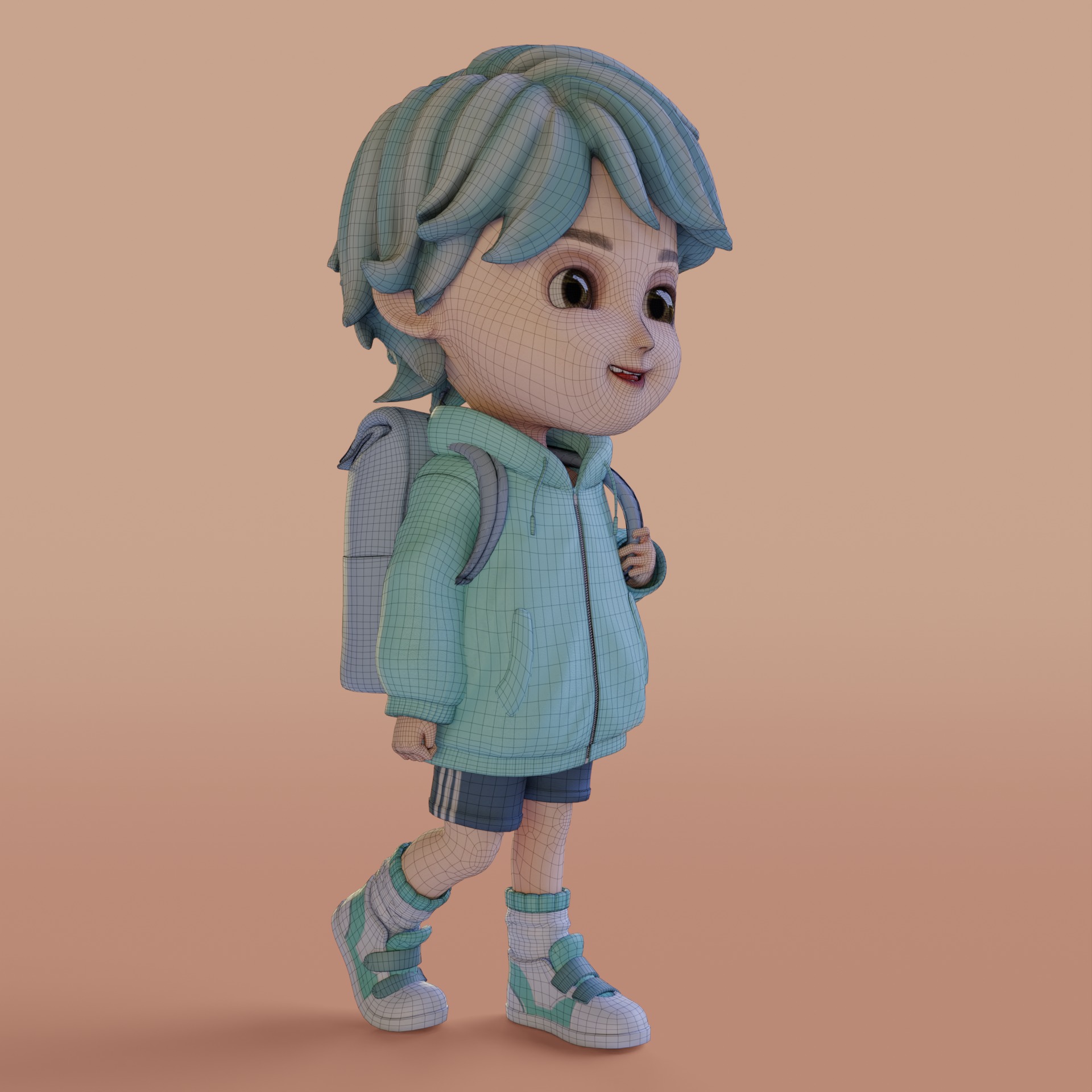 Boy Cartoon Low-poly 3D model_8