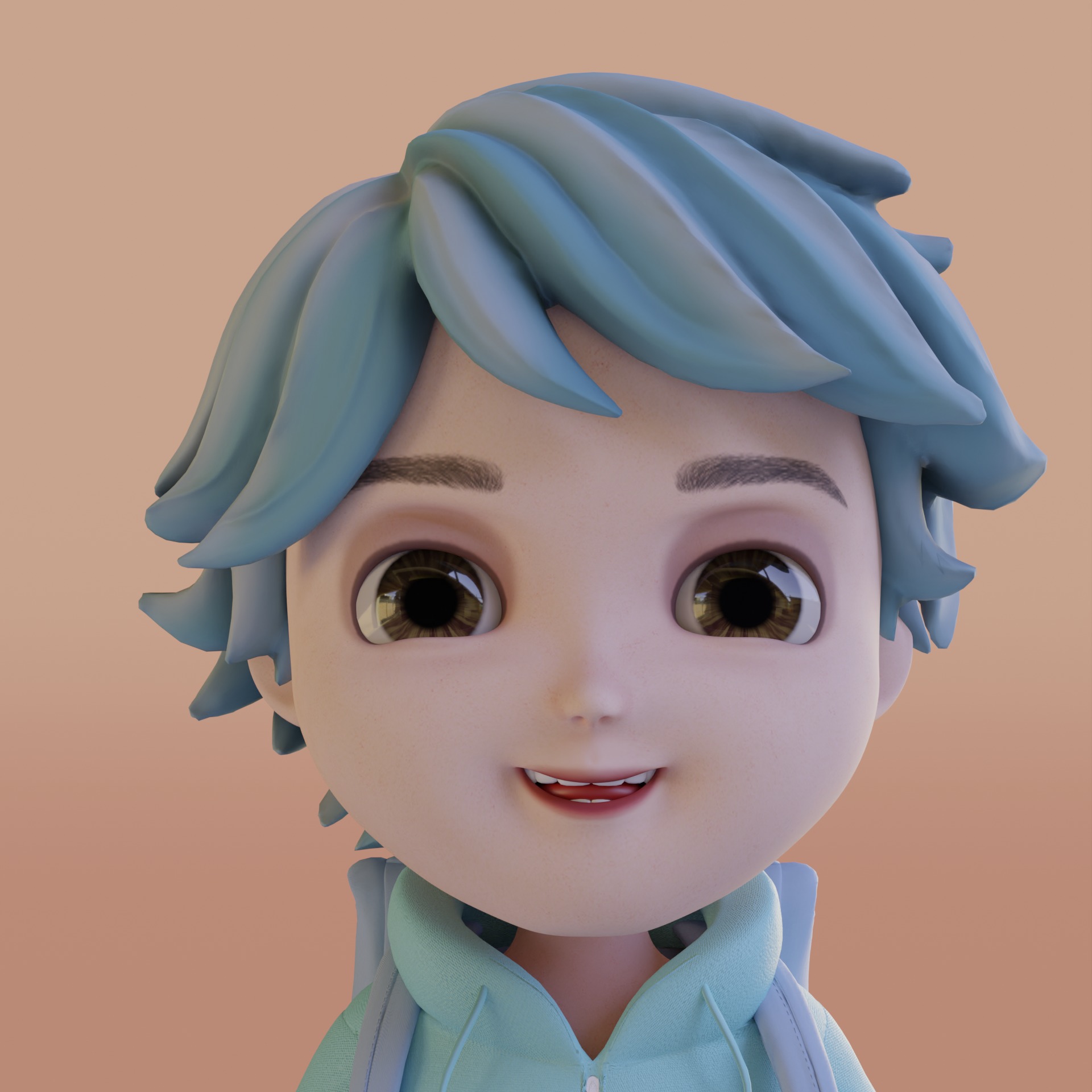Boy Cartoon Low-poly 3D model_6