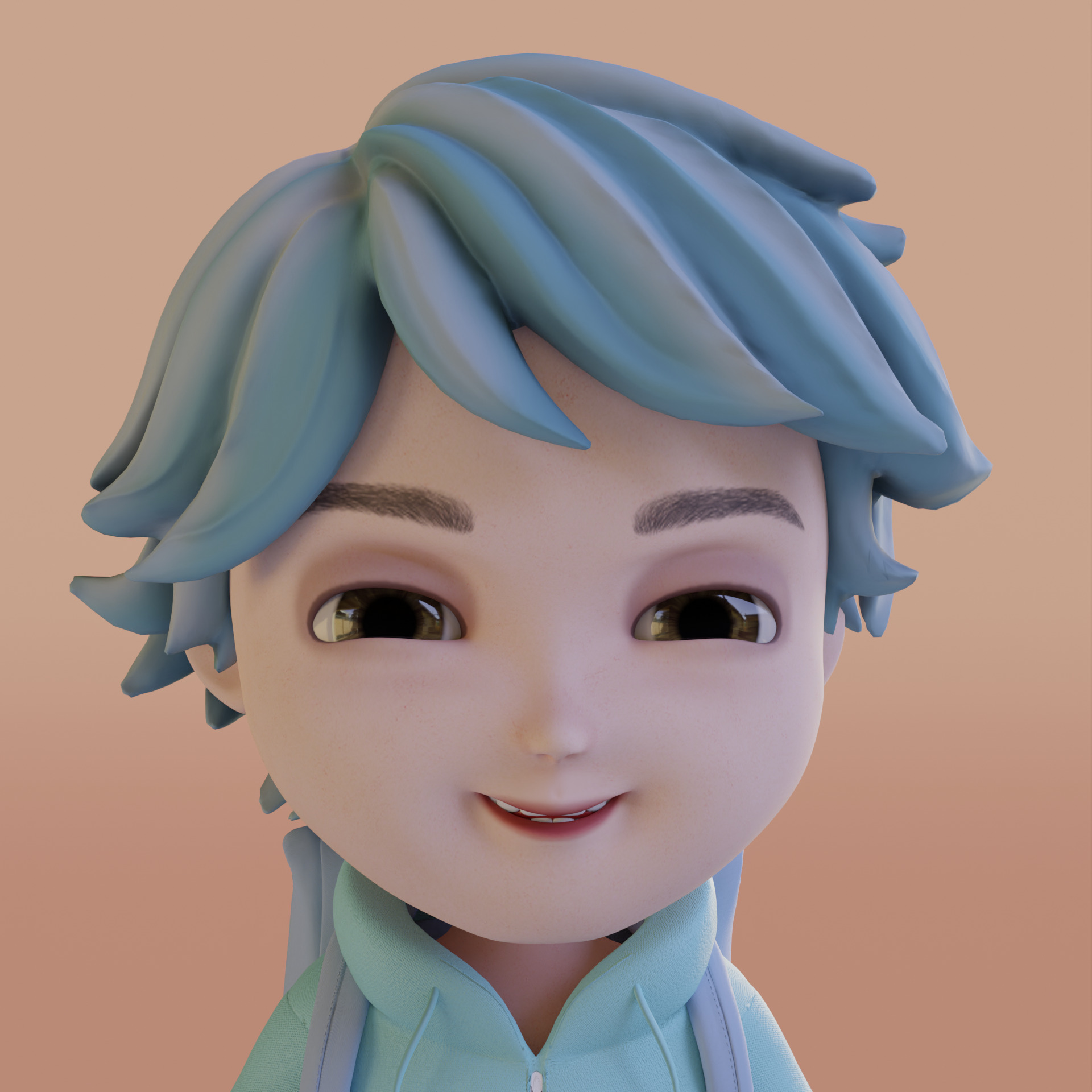 Boy Cartoon Low-poly 3D model_5