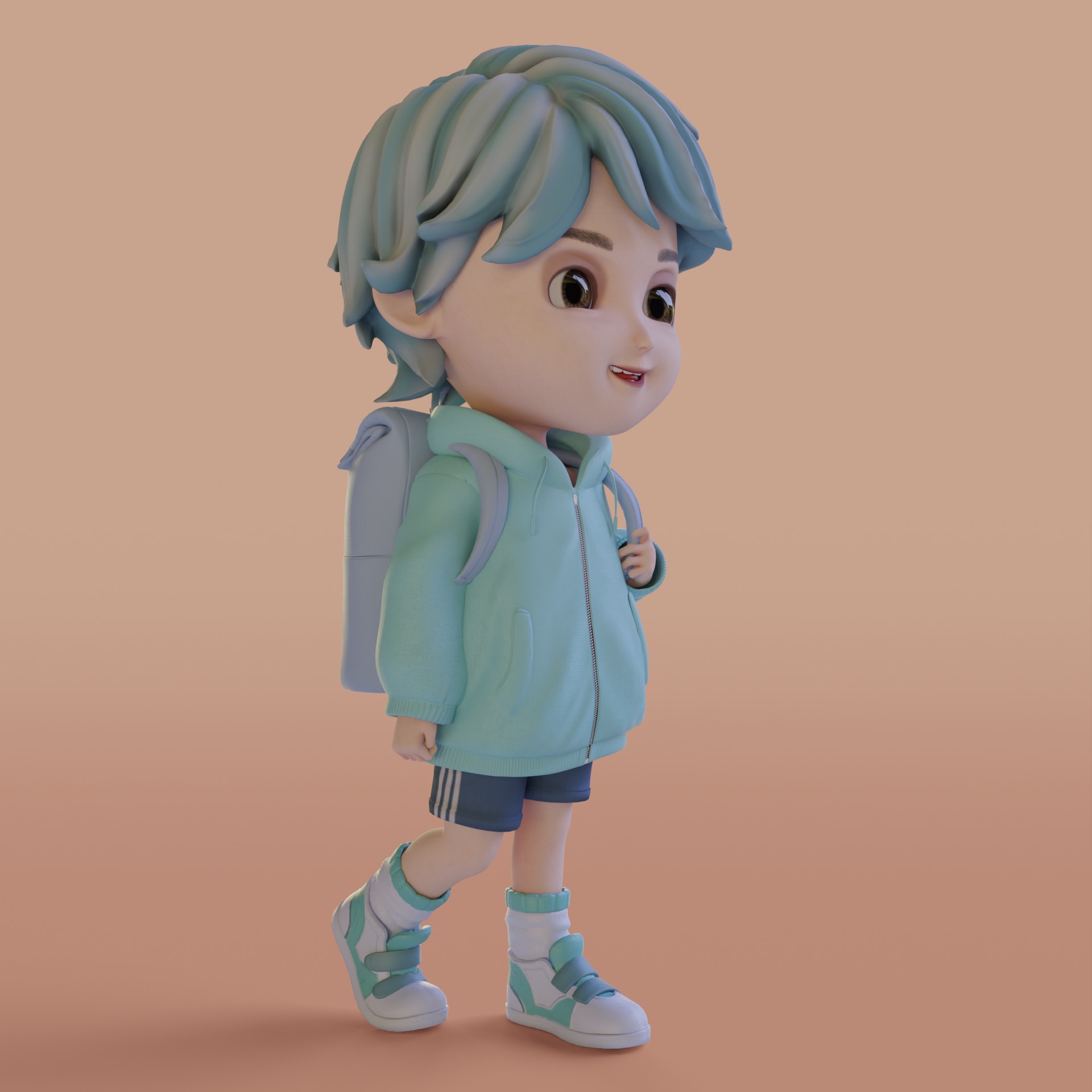 Boy Cartoon Low-poly 3D model_7