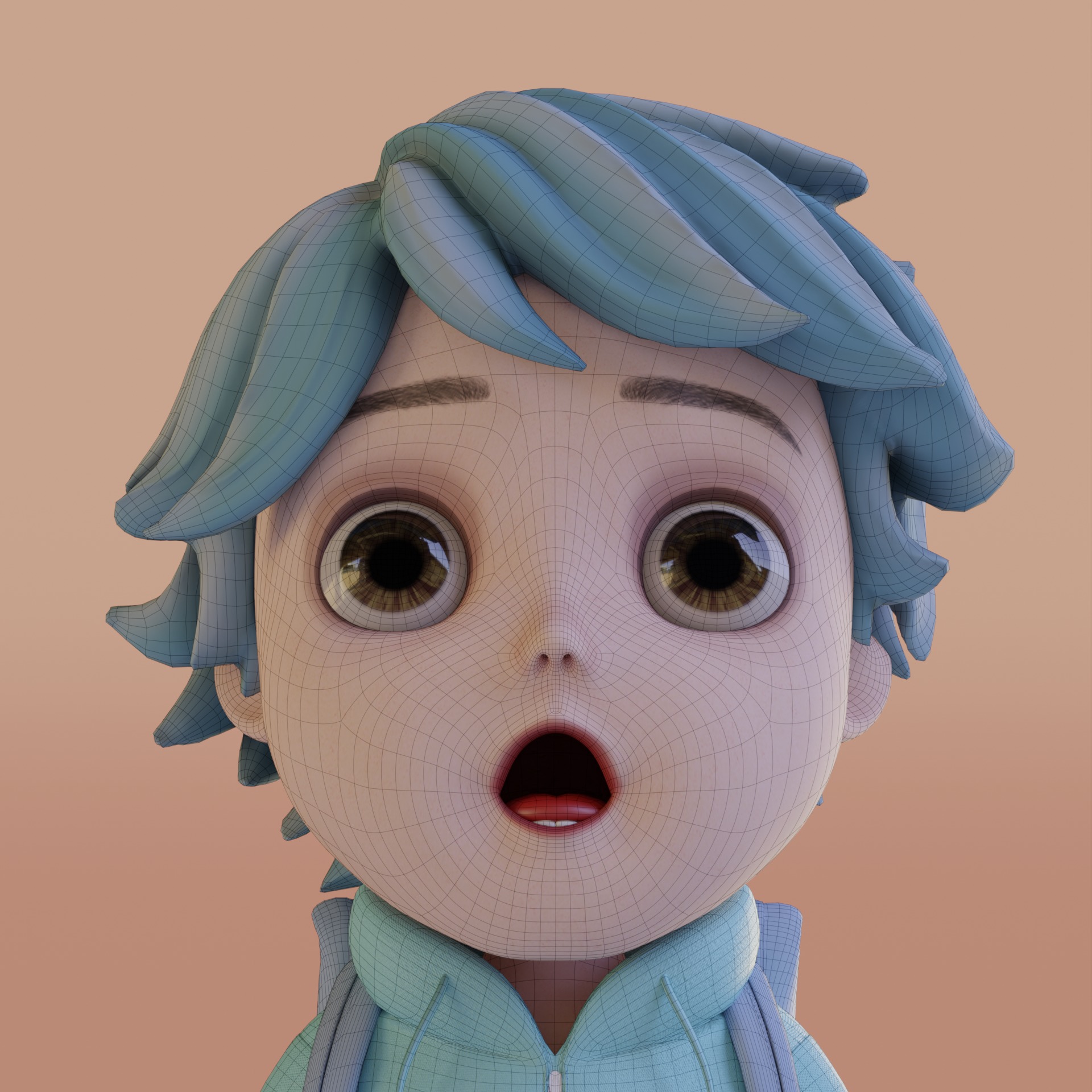 Boy Cartoon Low-poly 3D model_10