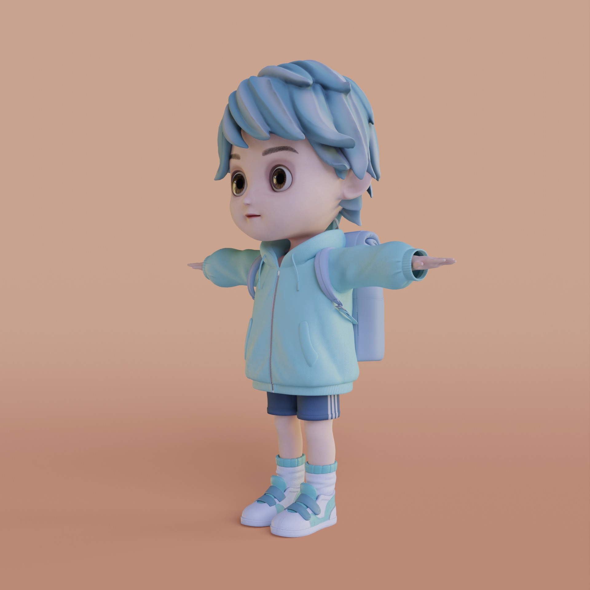Boy Cartoon Low-poly 3D model_11