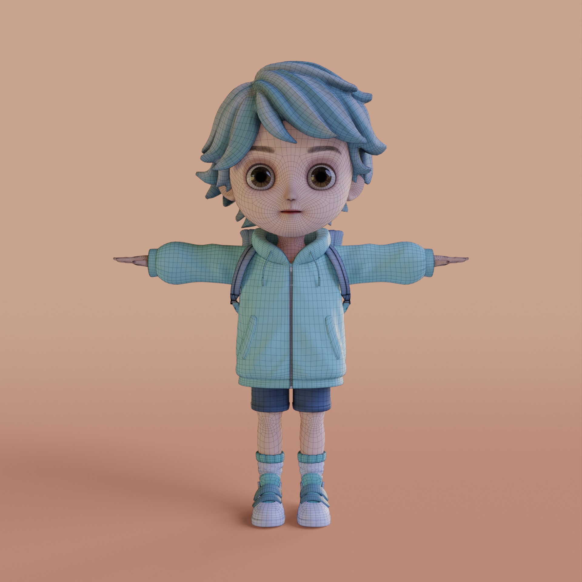 Boy Cartoon Low-poly 3D model_12