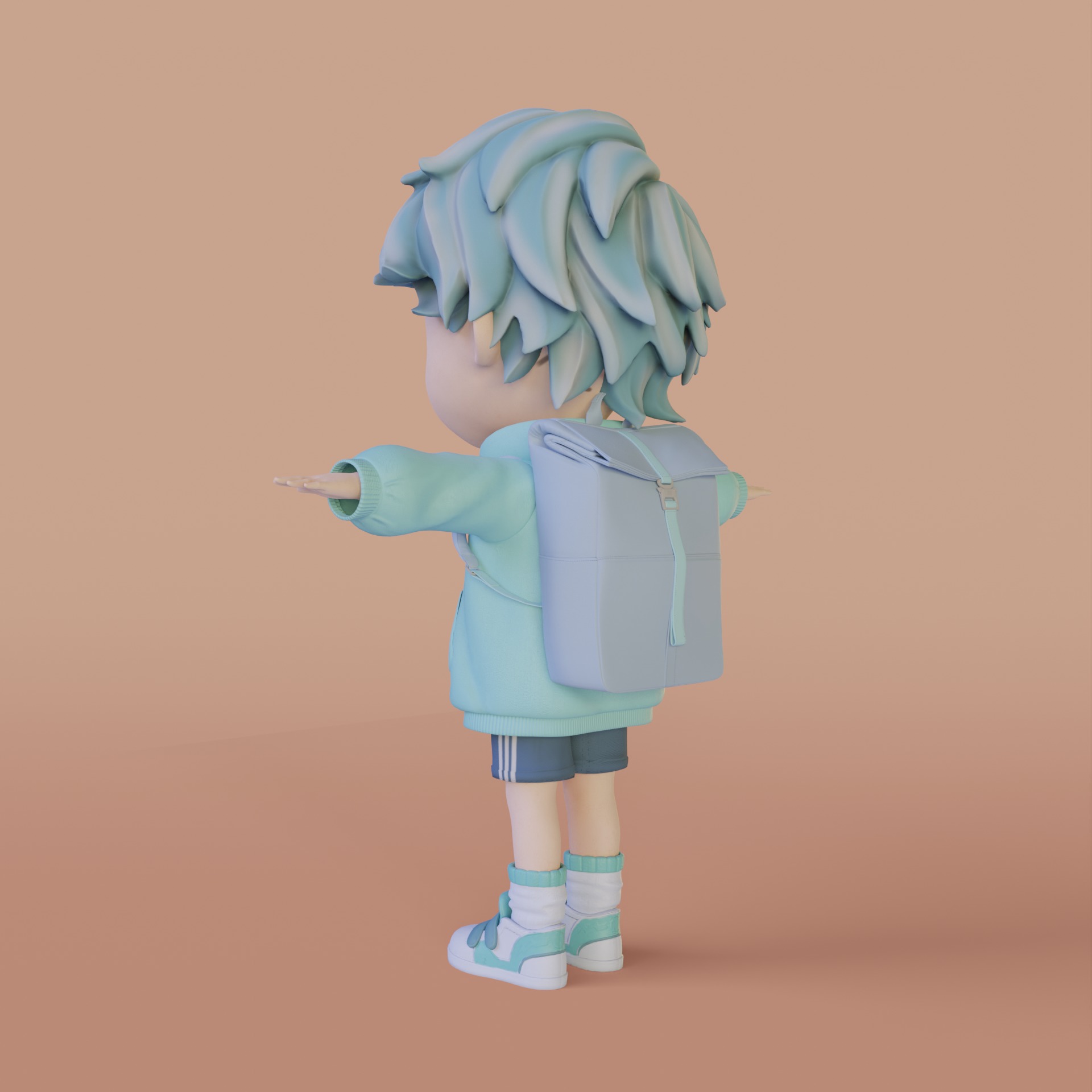 Boy Cartoon Low-poly 3D model_14