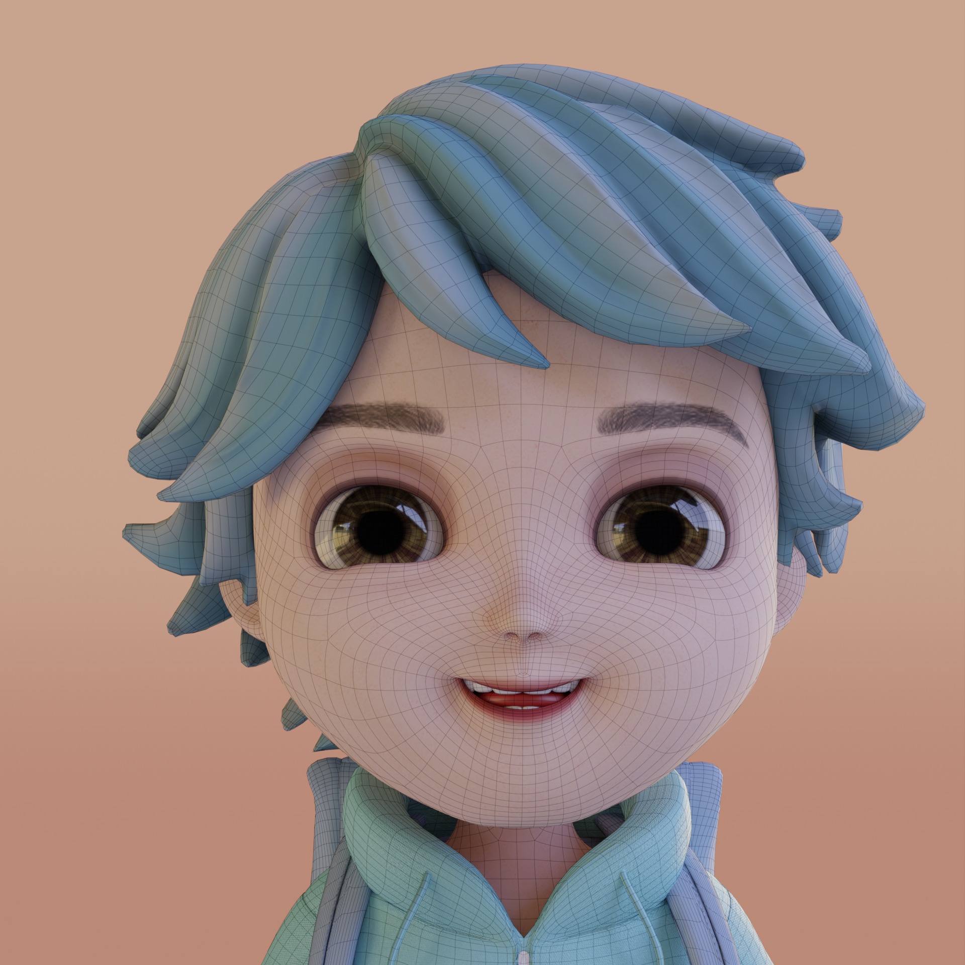 Boy Cartoon Low-poly 3D model_9