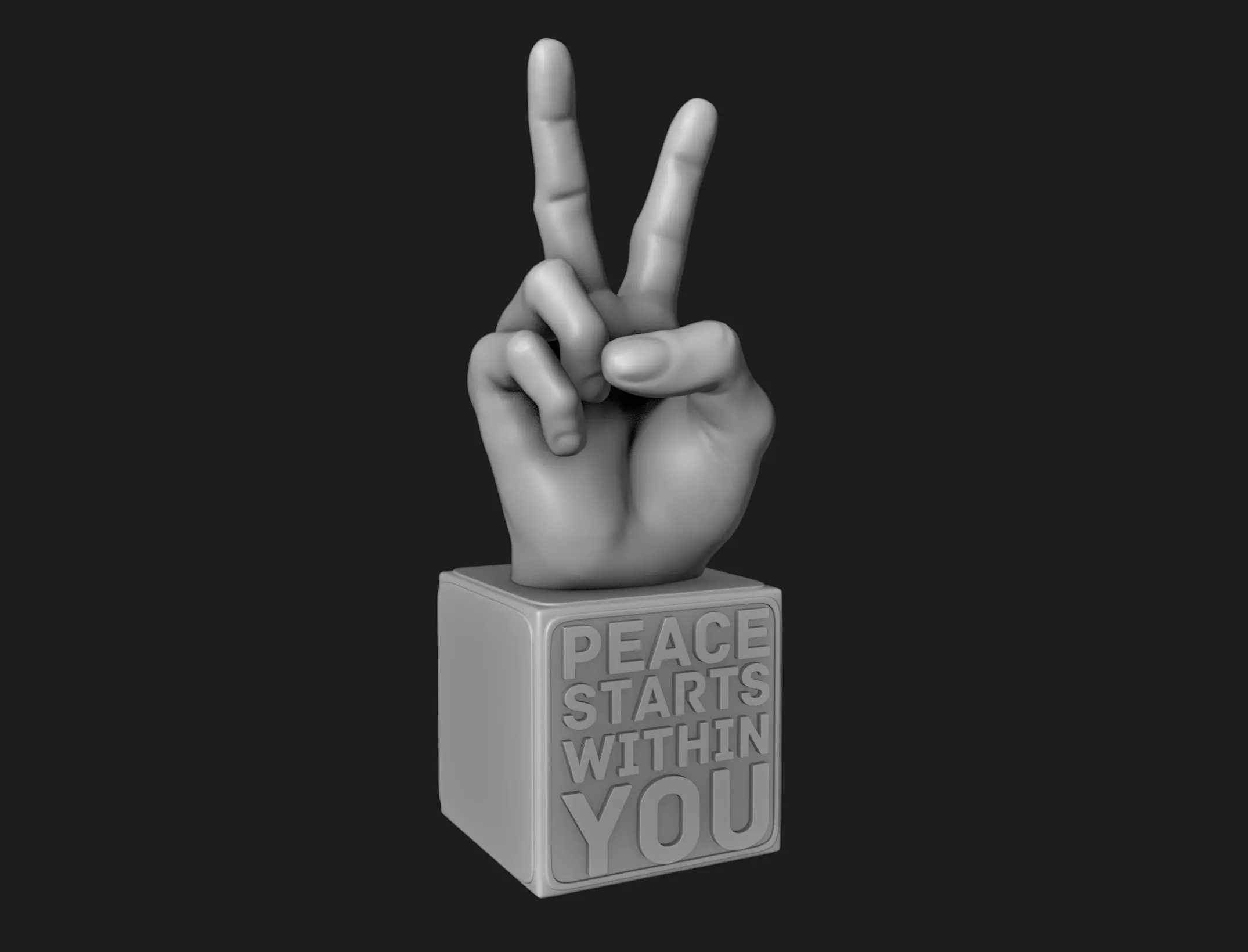 Peace Hand Sign Motivational Reminder 3D print model