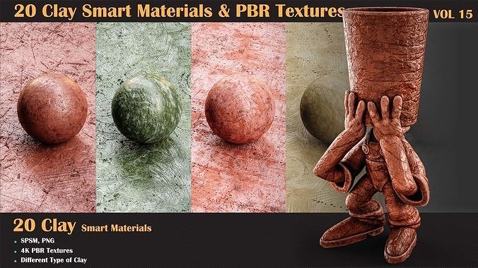 20 Clay Smart Materials and PBR Textures - Vol 15   Texture