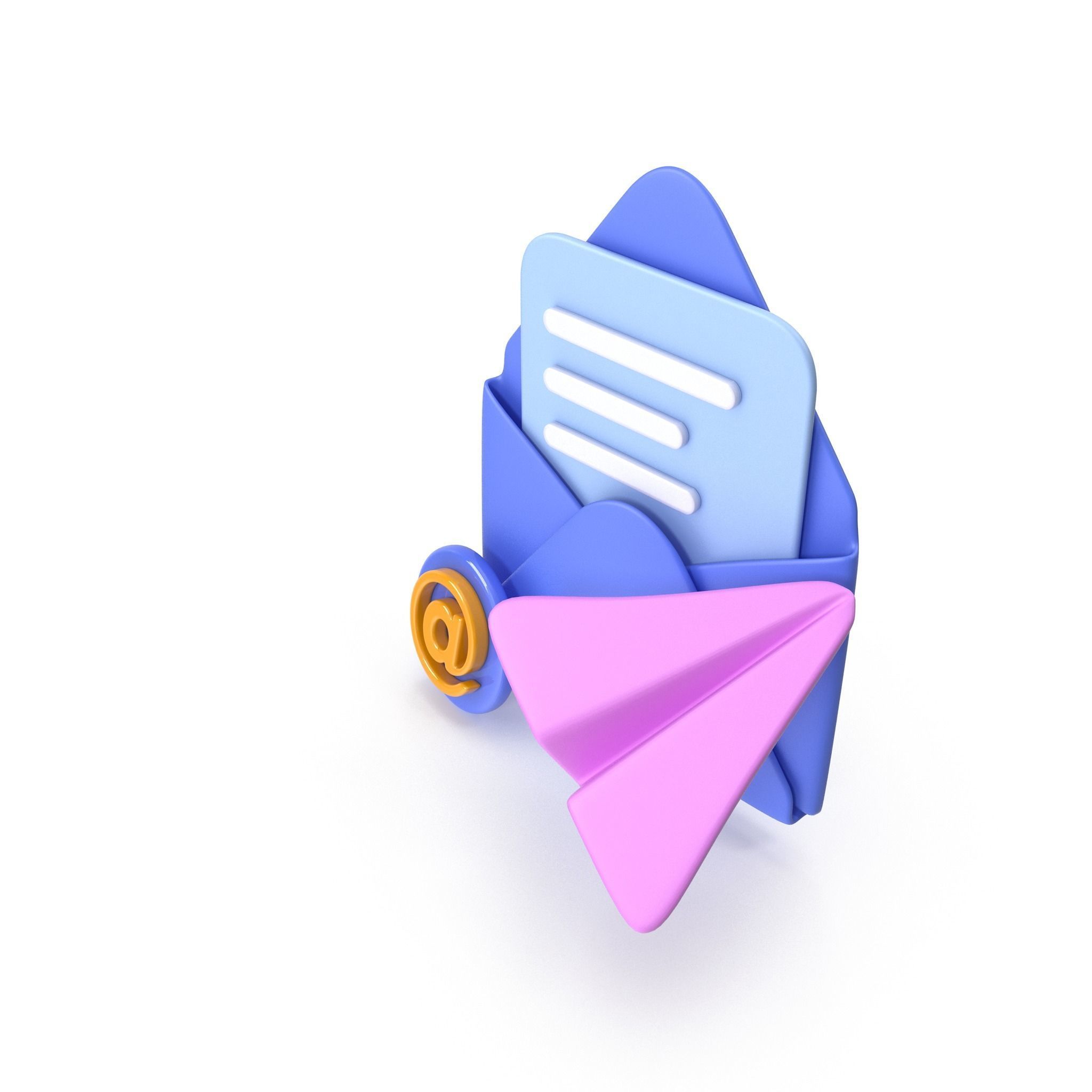 Mail Message Cartoon Low-poly 3D model_7