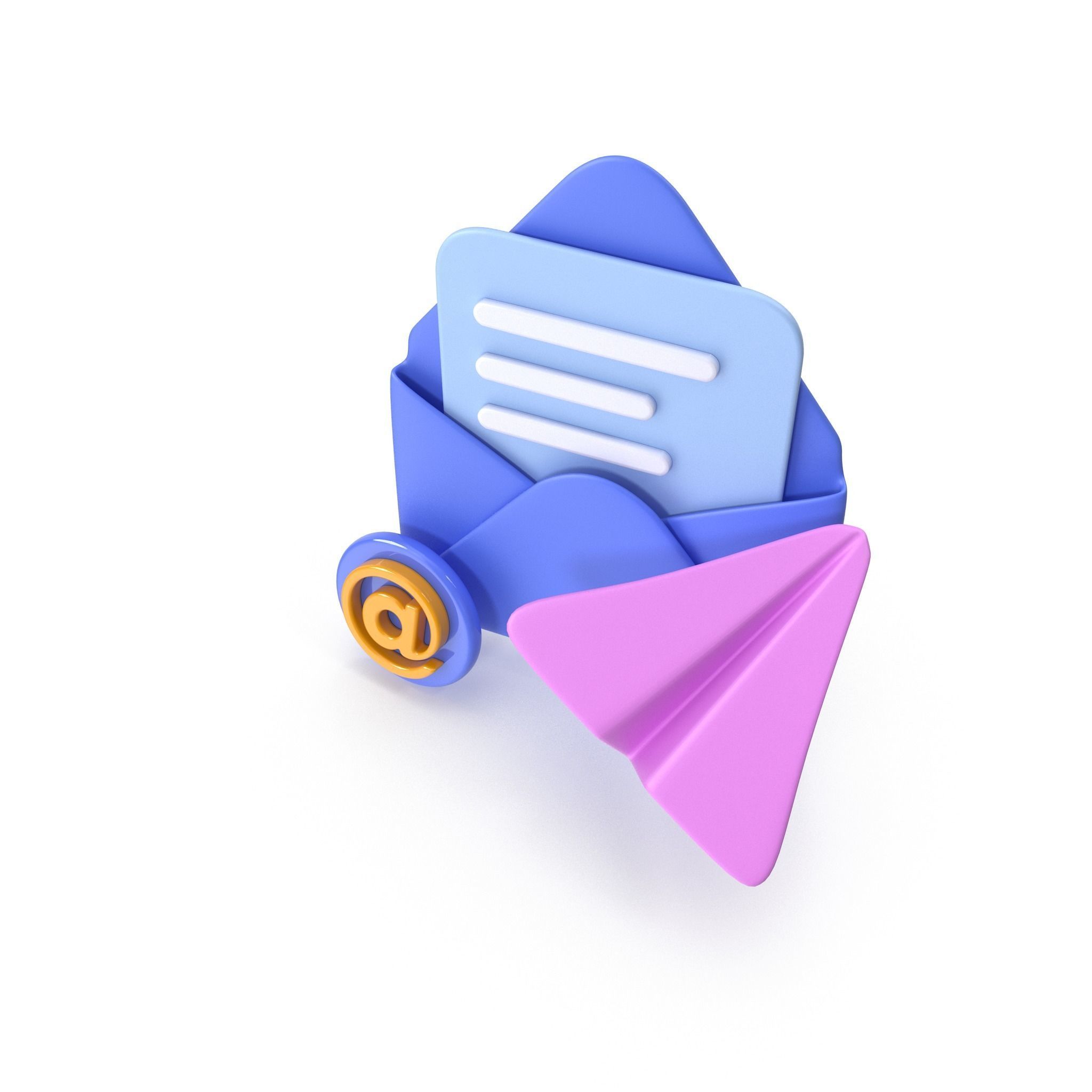 Mail Message Cartoon Low-poly 3D model_4