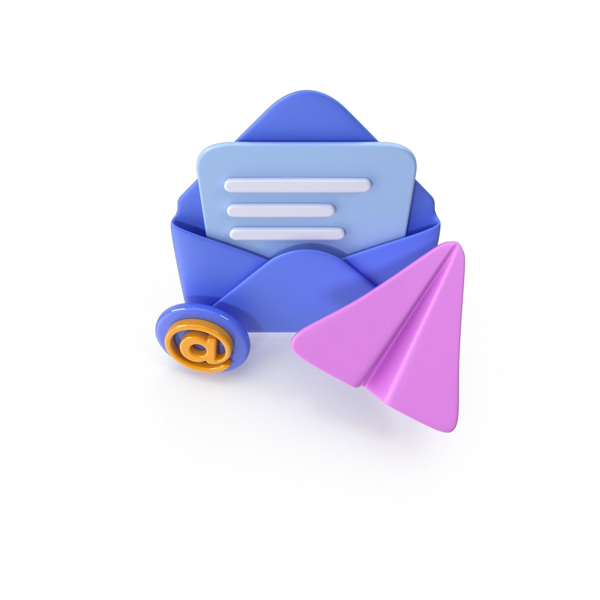 Mail Message Cartoon Low-poly 3D model_1