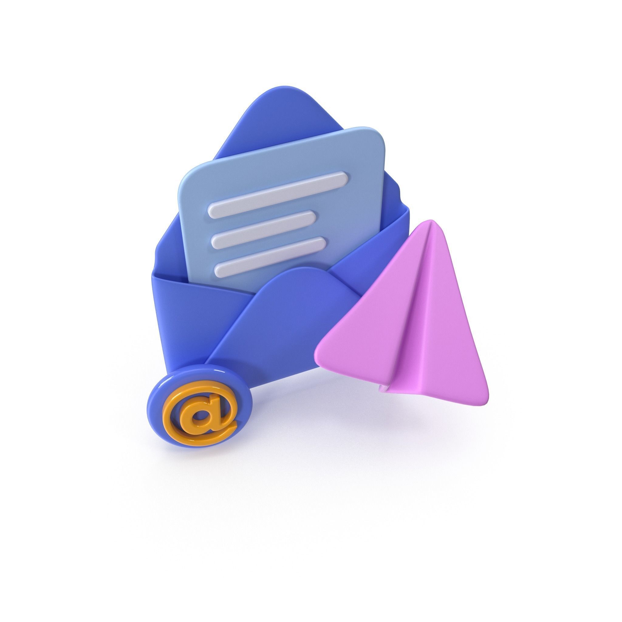 Mail Message Cartoon Low-poly 3D model_5