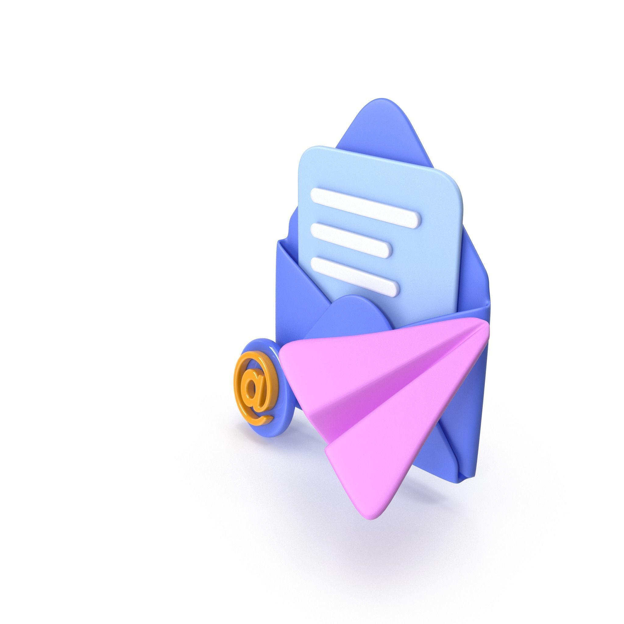Mail Message Cartoon Low-poly 3D model_10