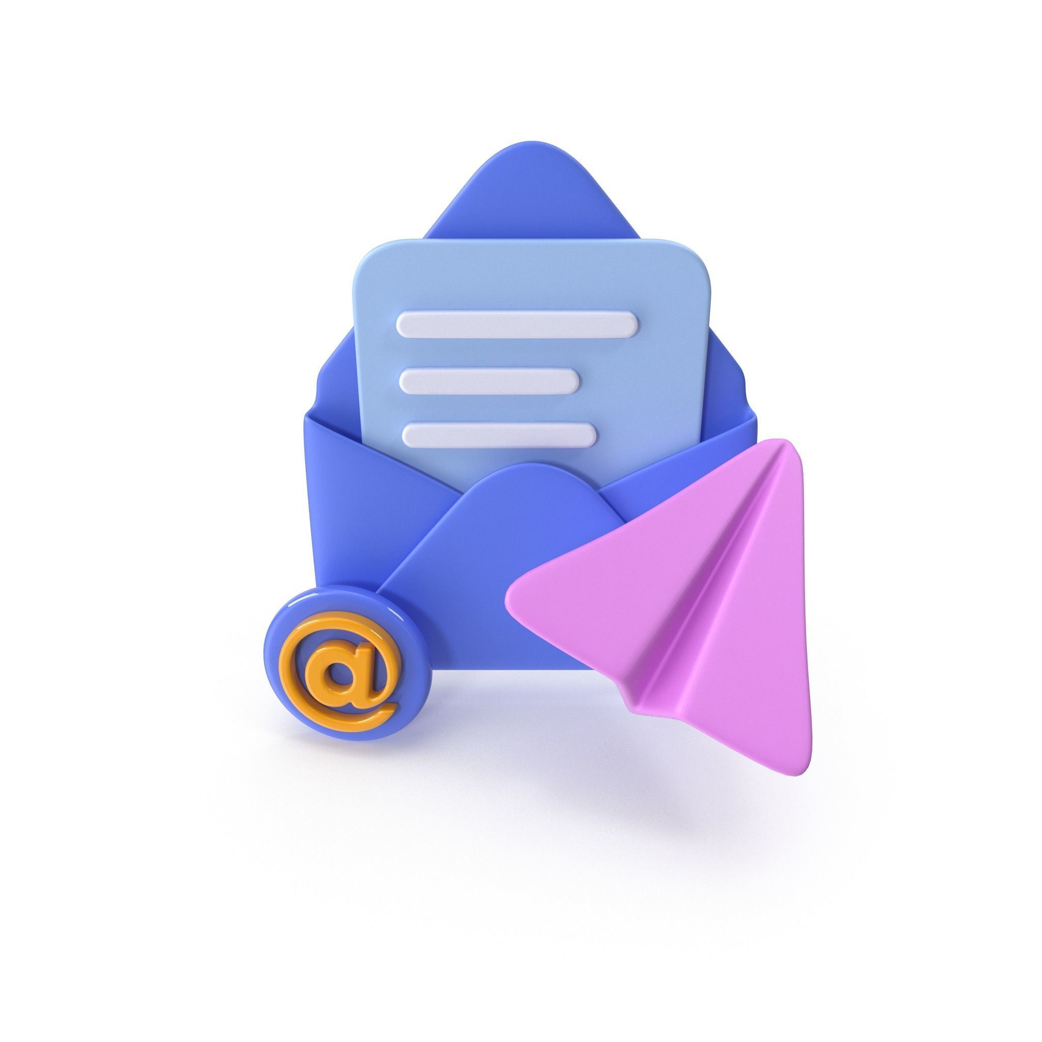 Mail Message Cartoon Low-poly 3D model_6