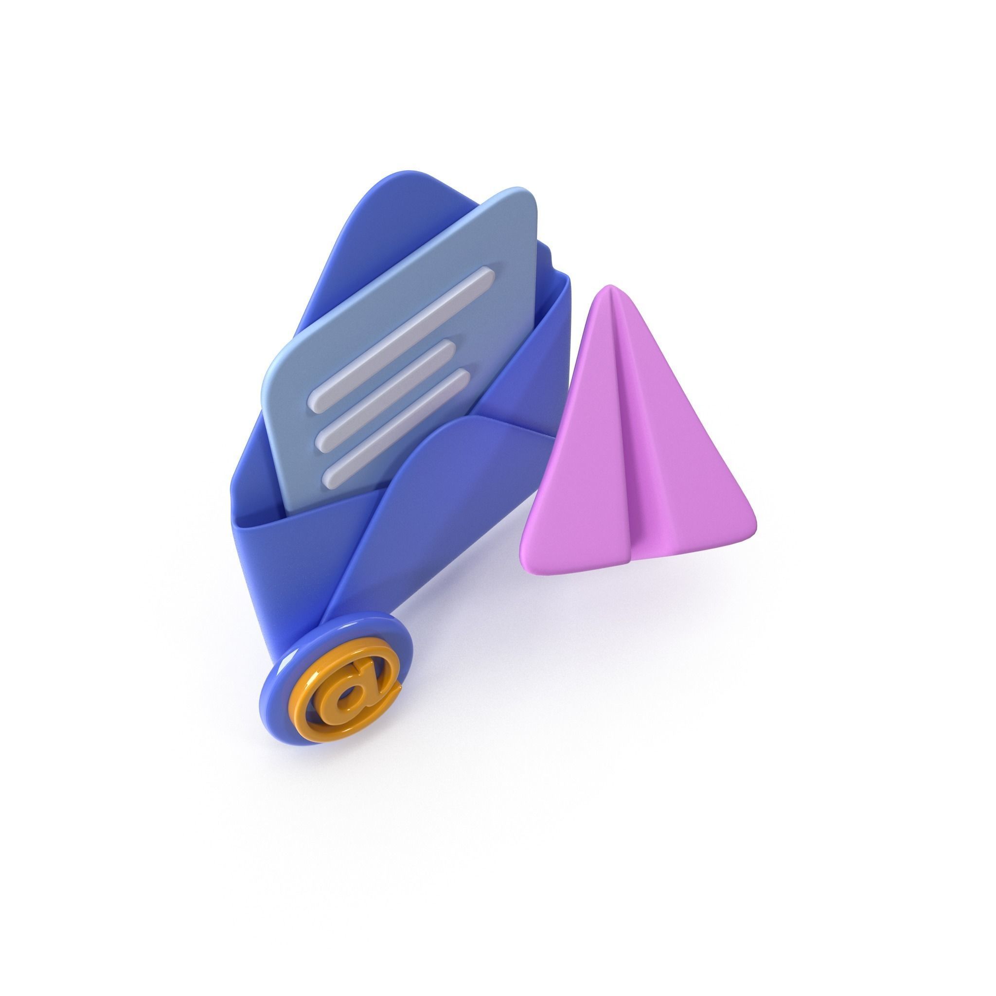 Mail Message Cartoon Low-poly 3D model_3