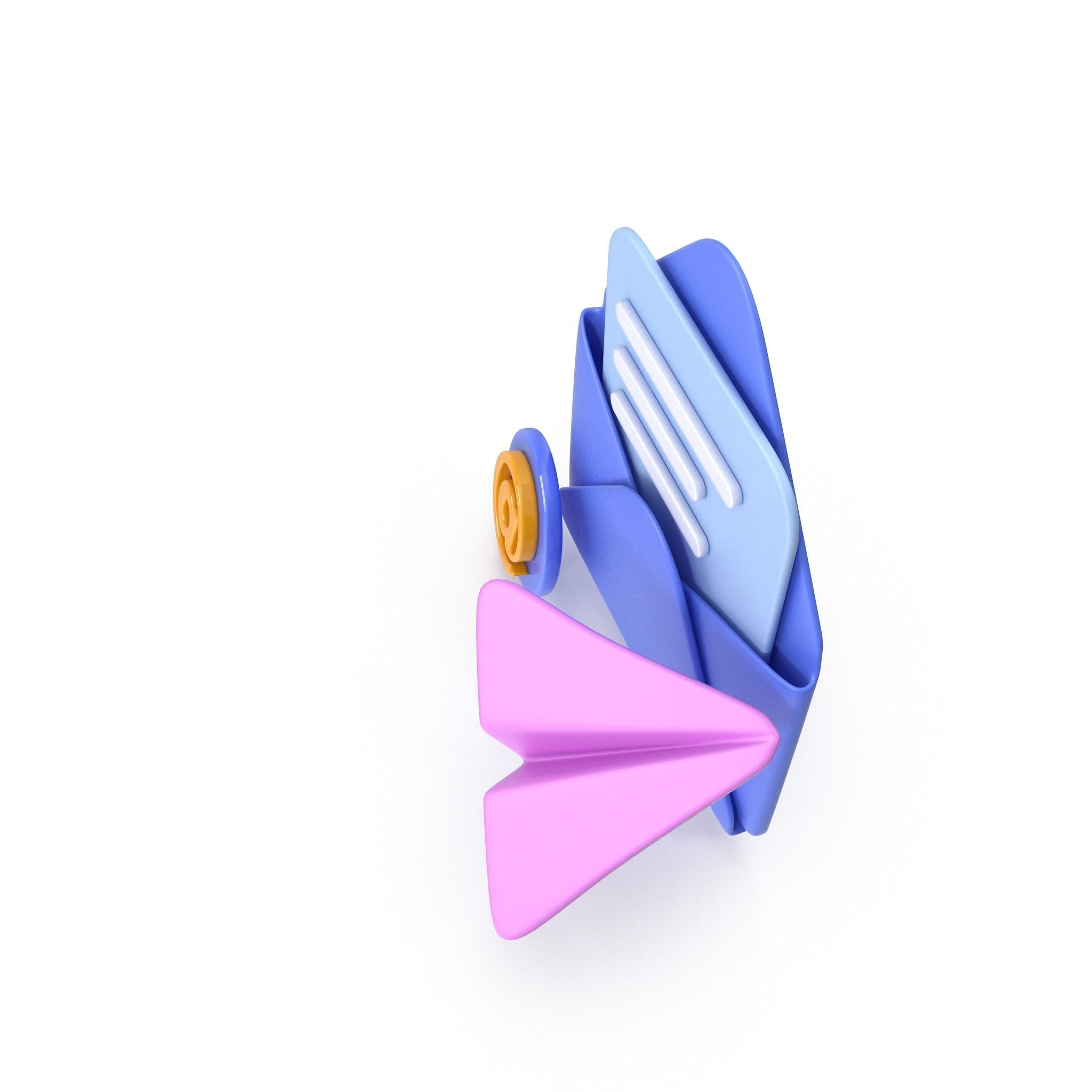 Mail Message Cartoon Low-poly 3D model_2