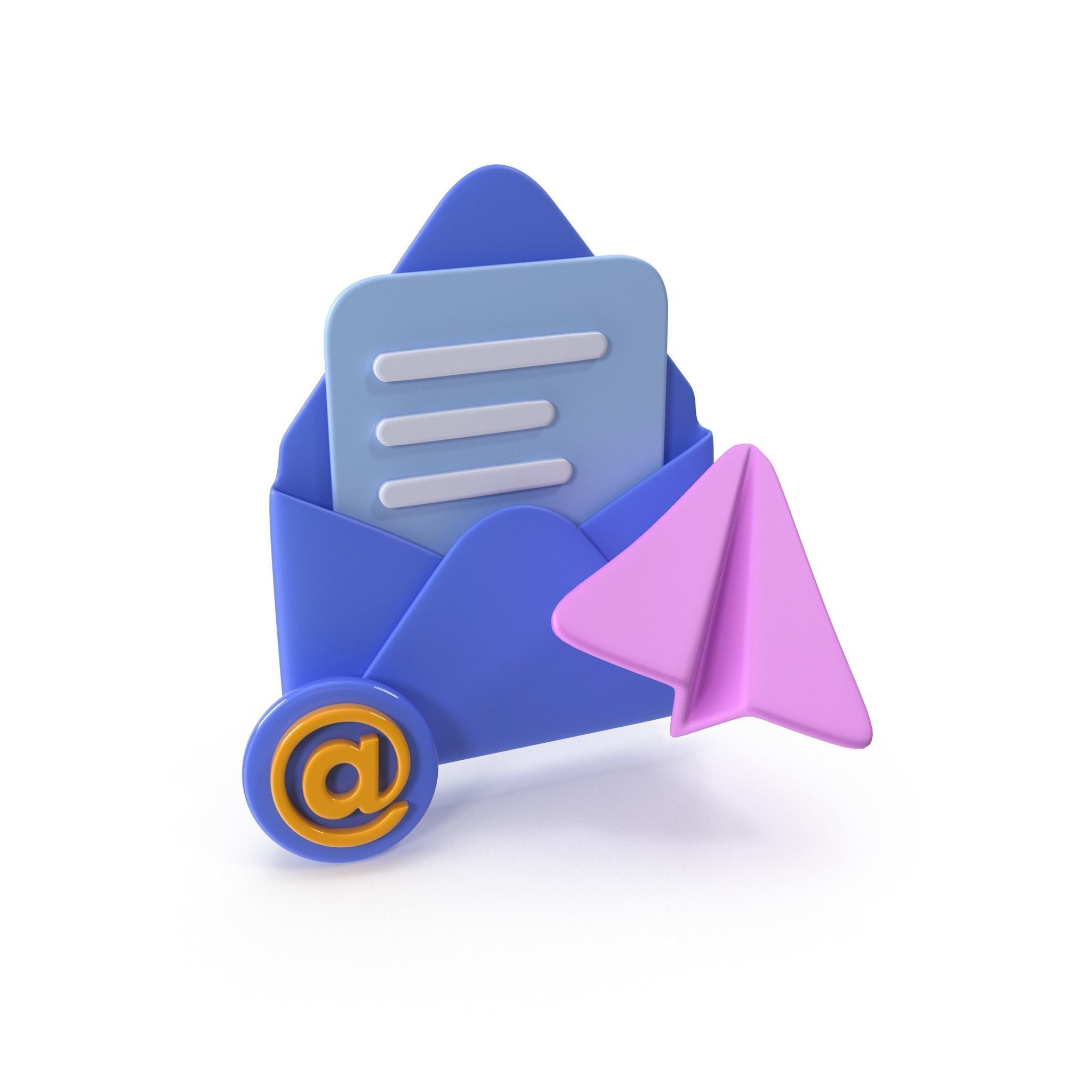 Mail Message Cartoon Low-poly 3D model_11