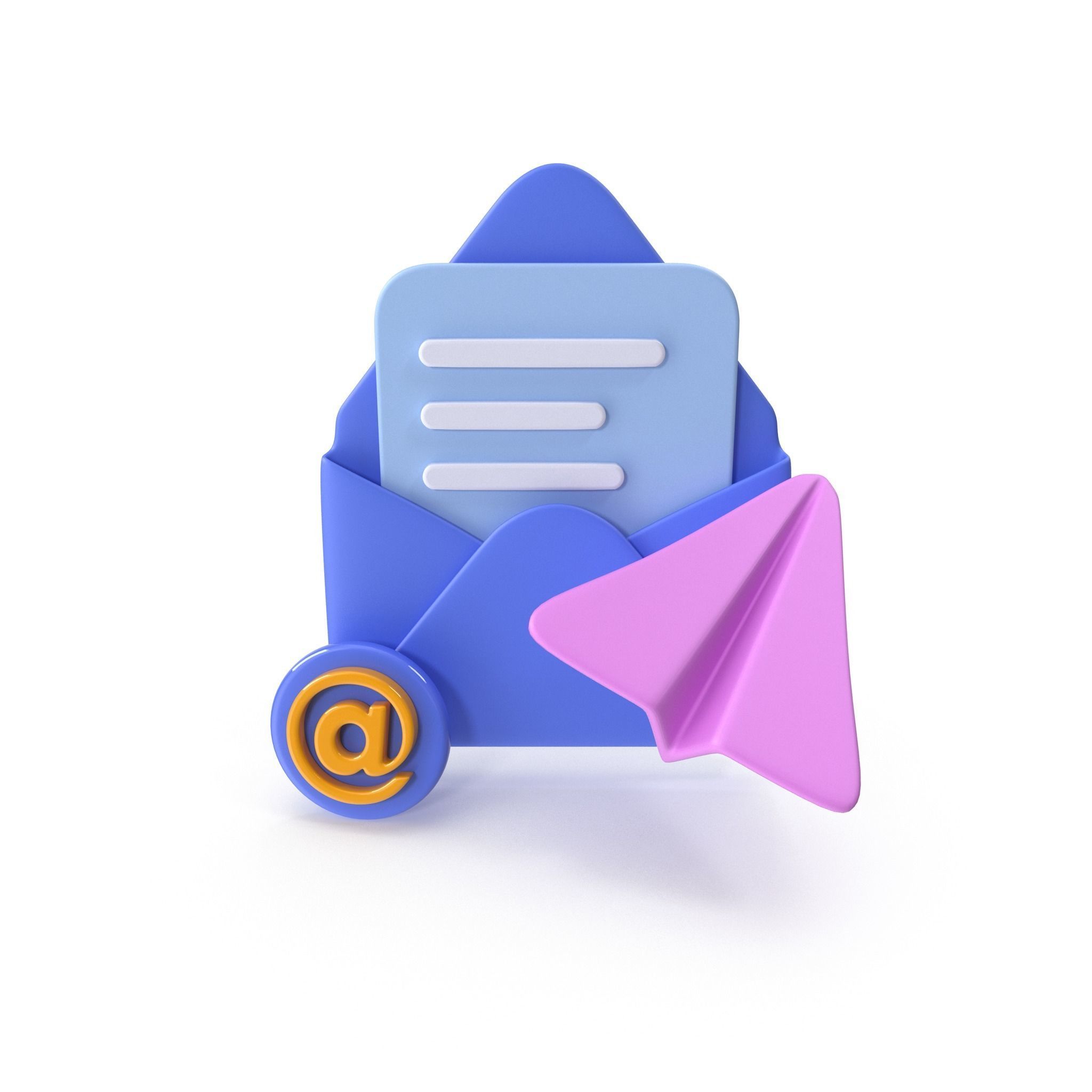 Mail Message Cartoon Low-poly 3D model_9