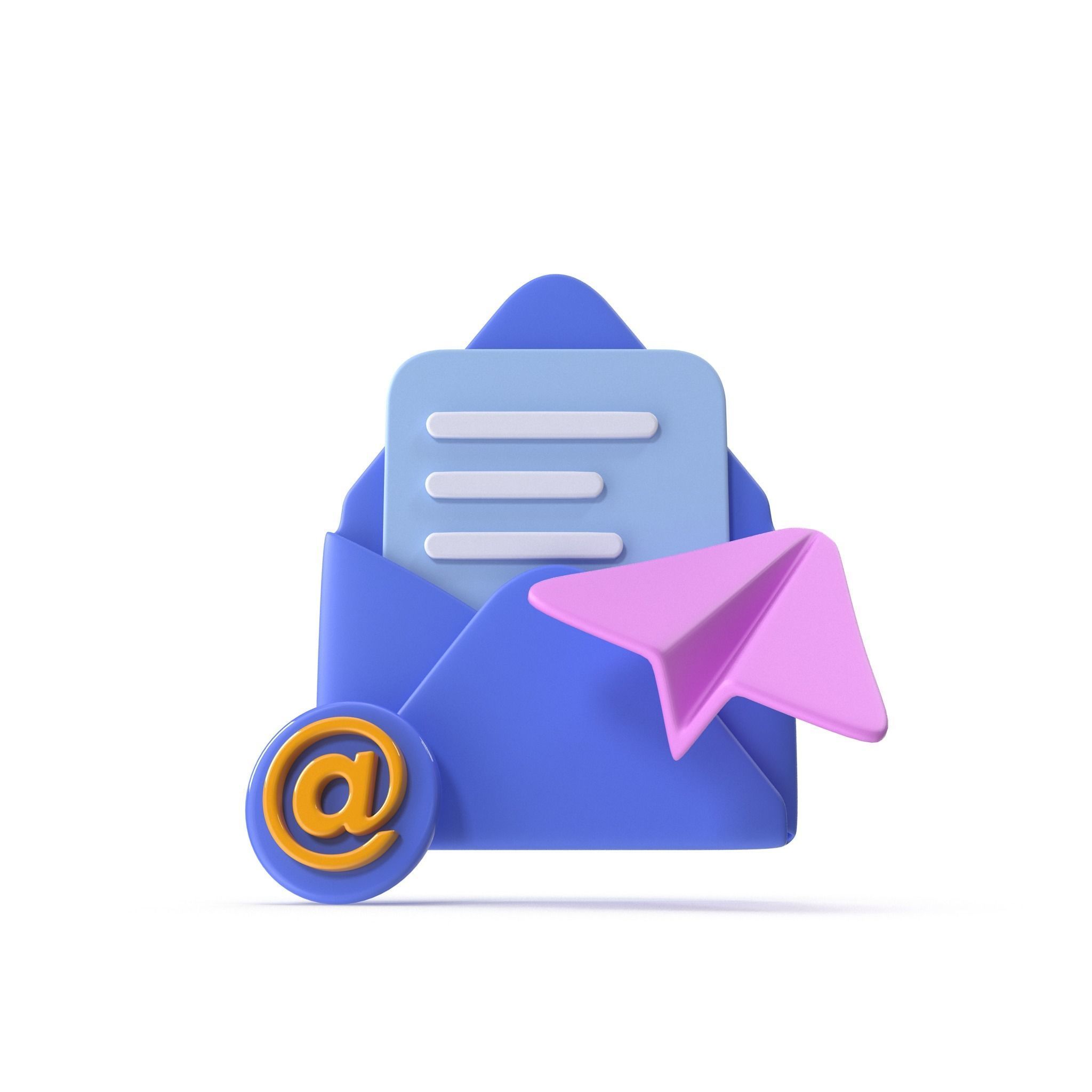 Mail Message Cartoon Low-poly 3D model_16