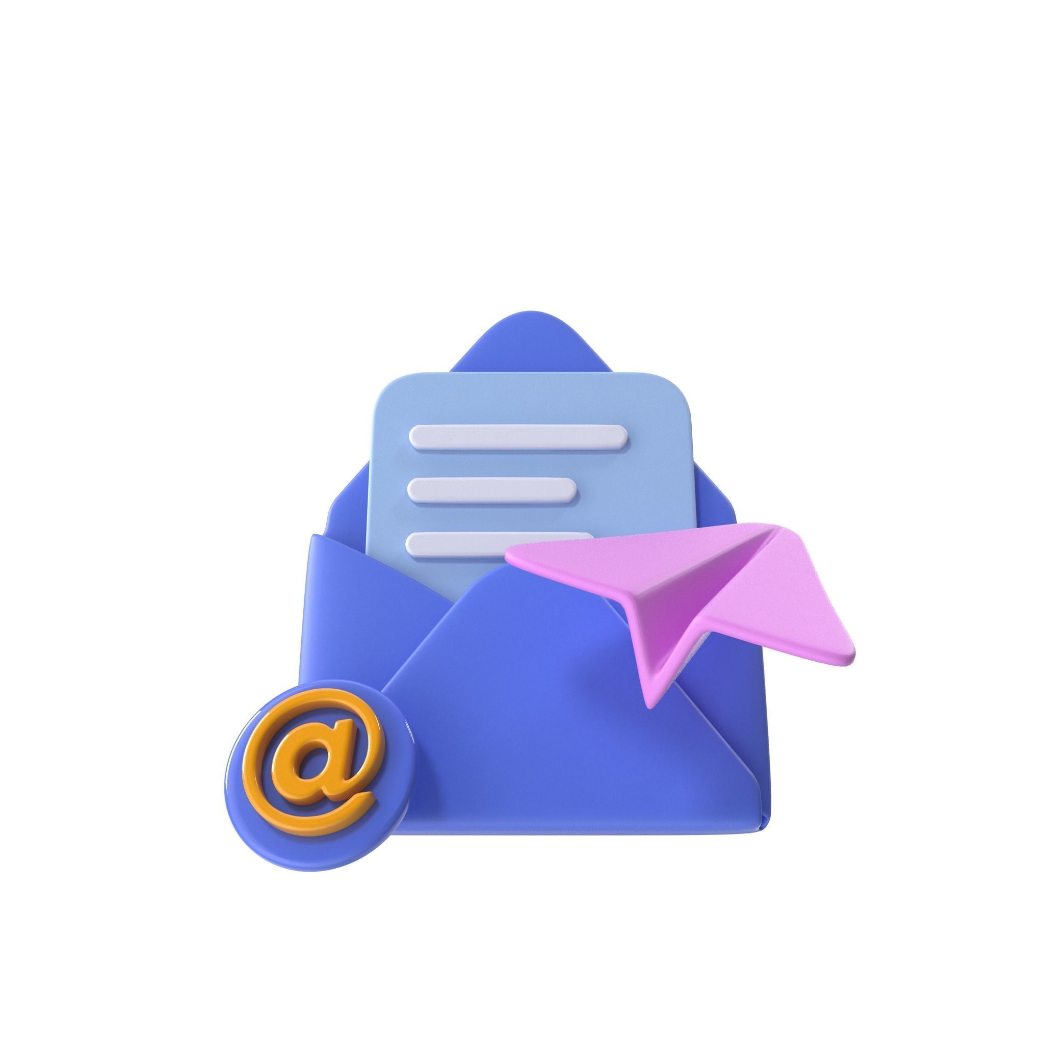 Mail Message Cartoon Low-poly 3D model_17