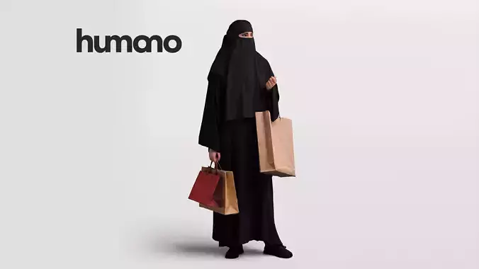 Humano Arab woman in niqab standing Saudi Arabia - 2402-085-6229